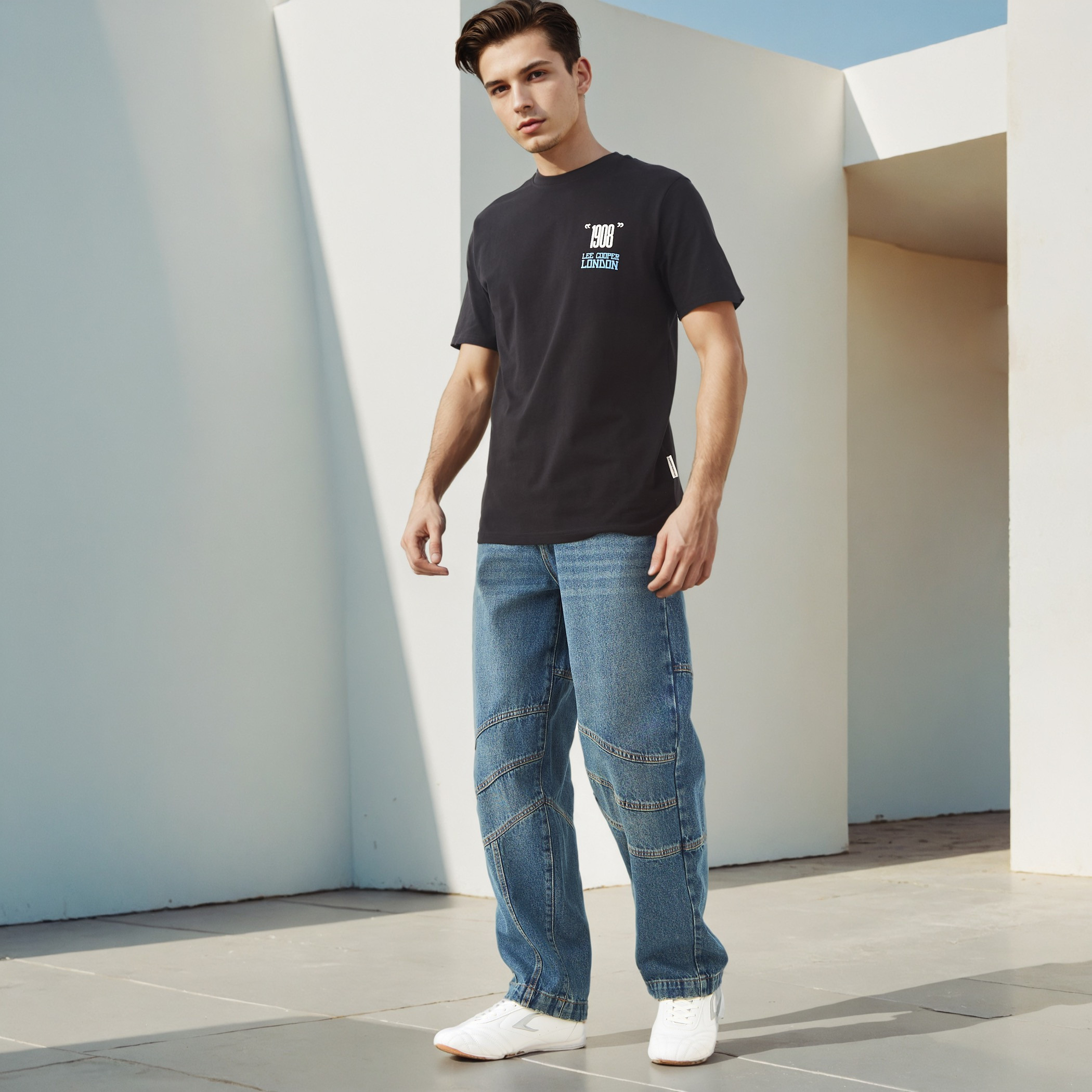 Lee Cooper Panelled Regular Fit Jeans-men-clothing-bottoms-jeans-image-2