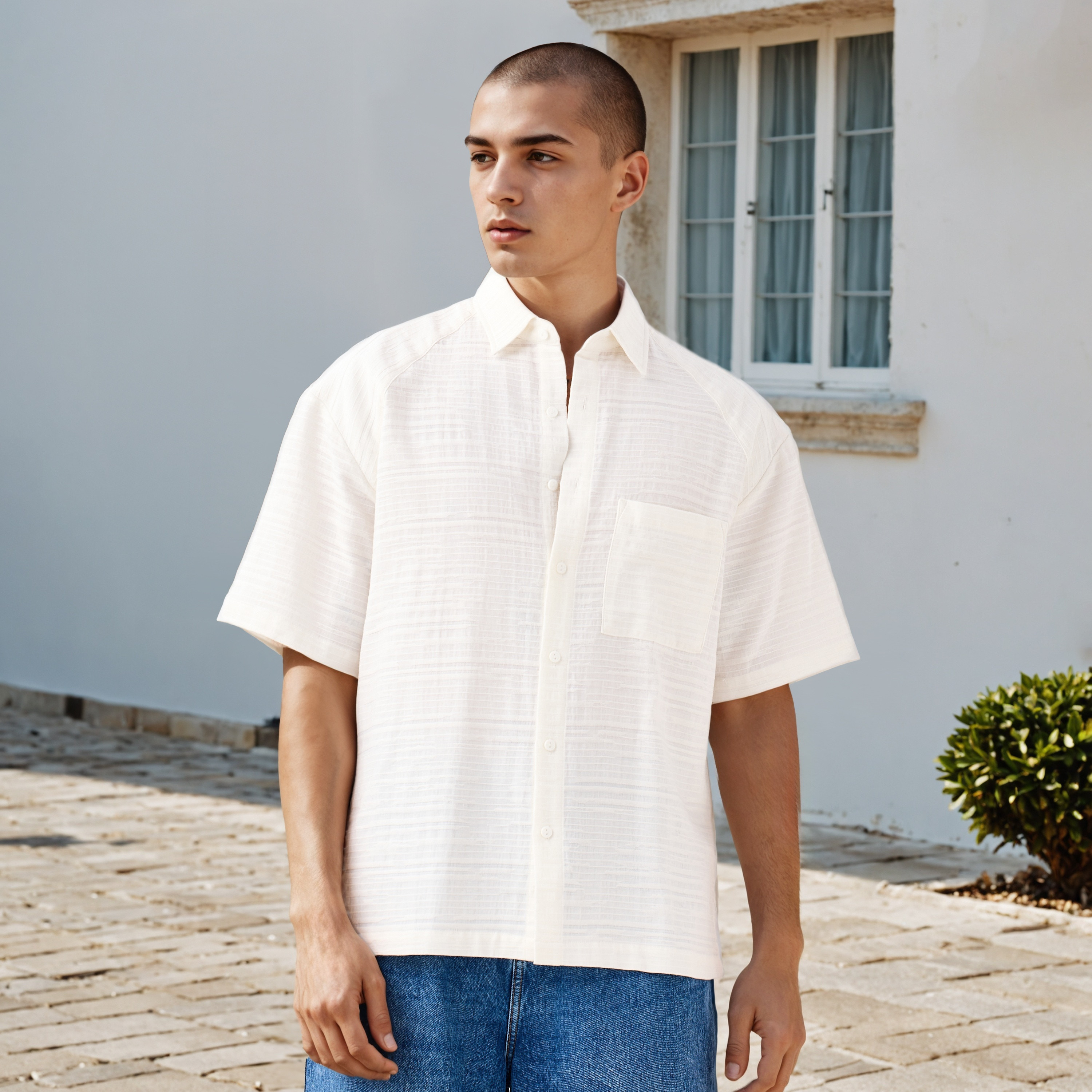Lee Cooper Regular Fit Textured Resort Shirt with Collar-men-clothing-shirts-image-1