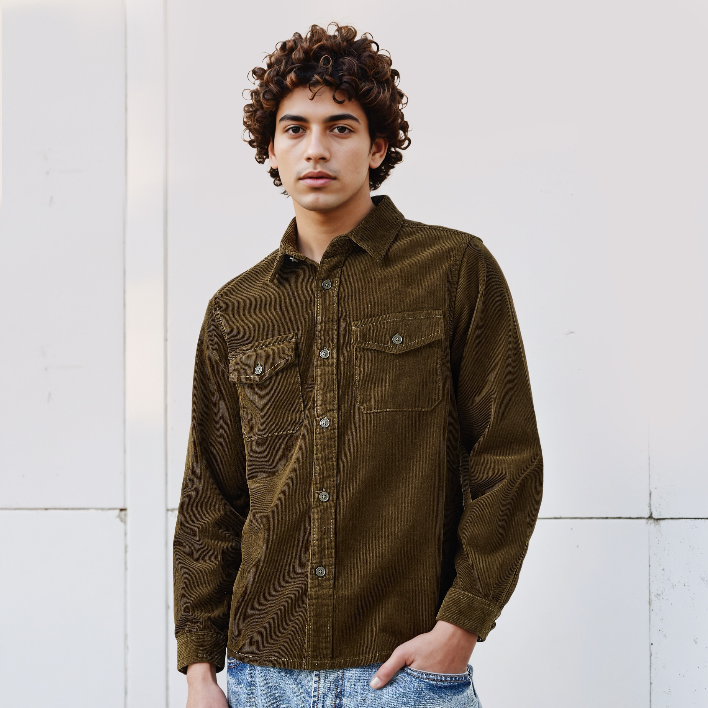 Lee Cooper Men's Relaxed Fit Textured Long Sleeve Shirt-men-clothing-shirts-image-1