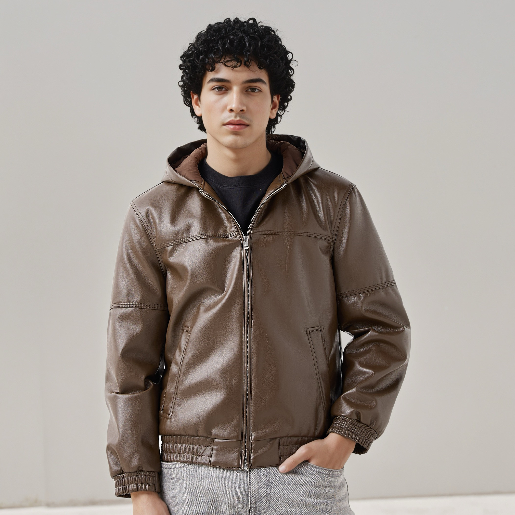 Lee Cooper Men Regular Fit Hooded Bomber Jacket-men-clothing-jacketsandblazers-jackets-image-1