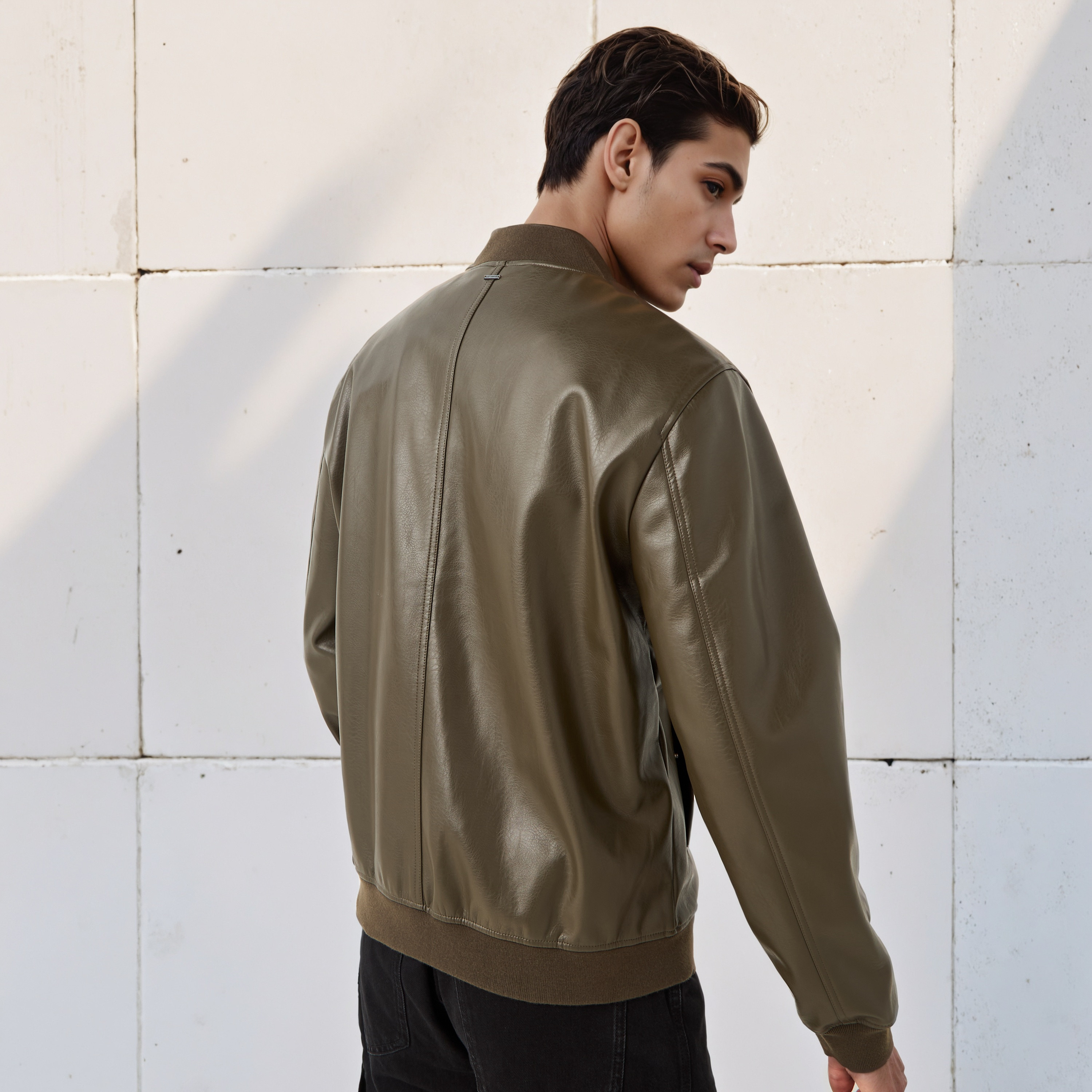 Lee Cooper Men Regular Fit Zip Closure Bomber PU Jacket-men-clothing-jacketsandblazers-jackets-image-3