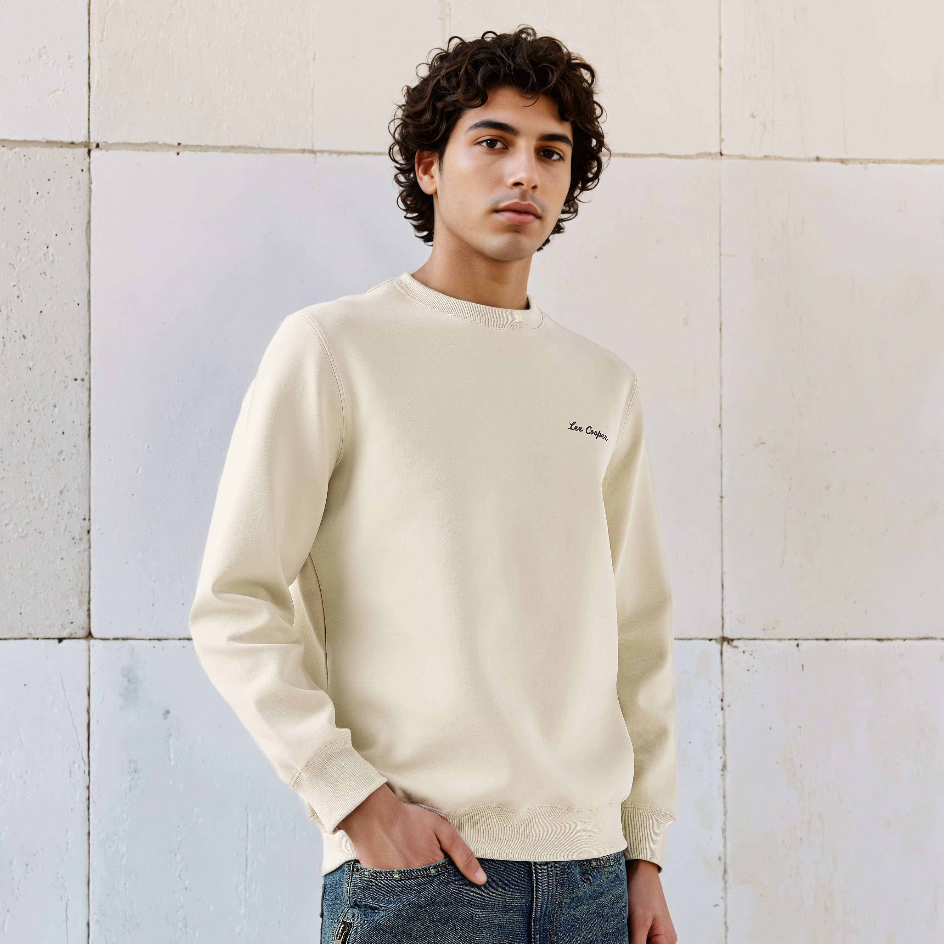 Lee Cooper Men Regular Fit Logo Print Cotton Sweatshirt-men-winterwear-hoodiesandsweatshirts-image-1