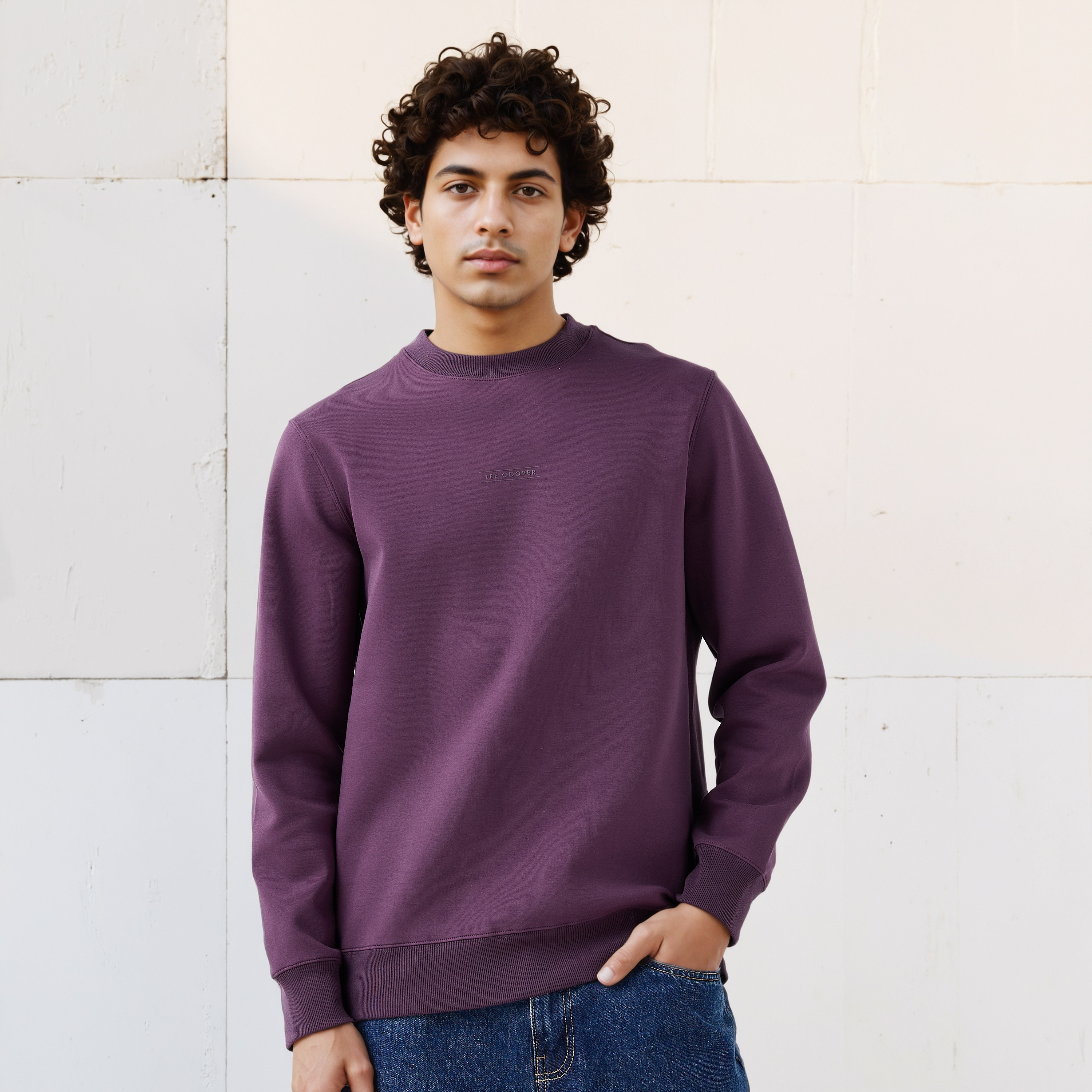 Lee Cooper Men Regular Fit Logo Print Cotton Sweatshirt-men-winterwear-hoodiesandsweatshirts-image-1