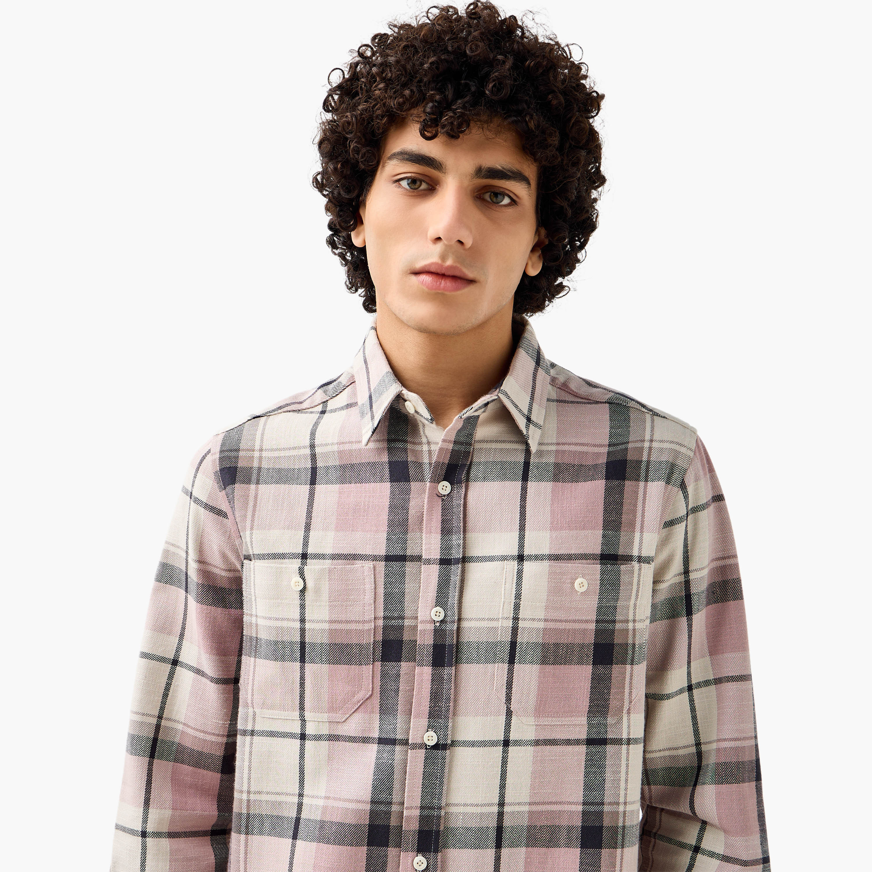 قميص كاروهات بياقة وقصة عادية وأكمام طويلة للرجال من لي كوبر-men-clothing-shirts-image-4