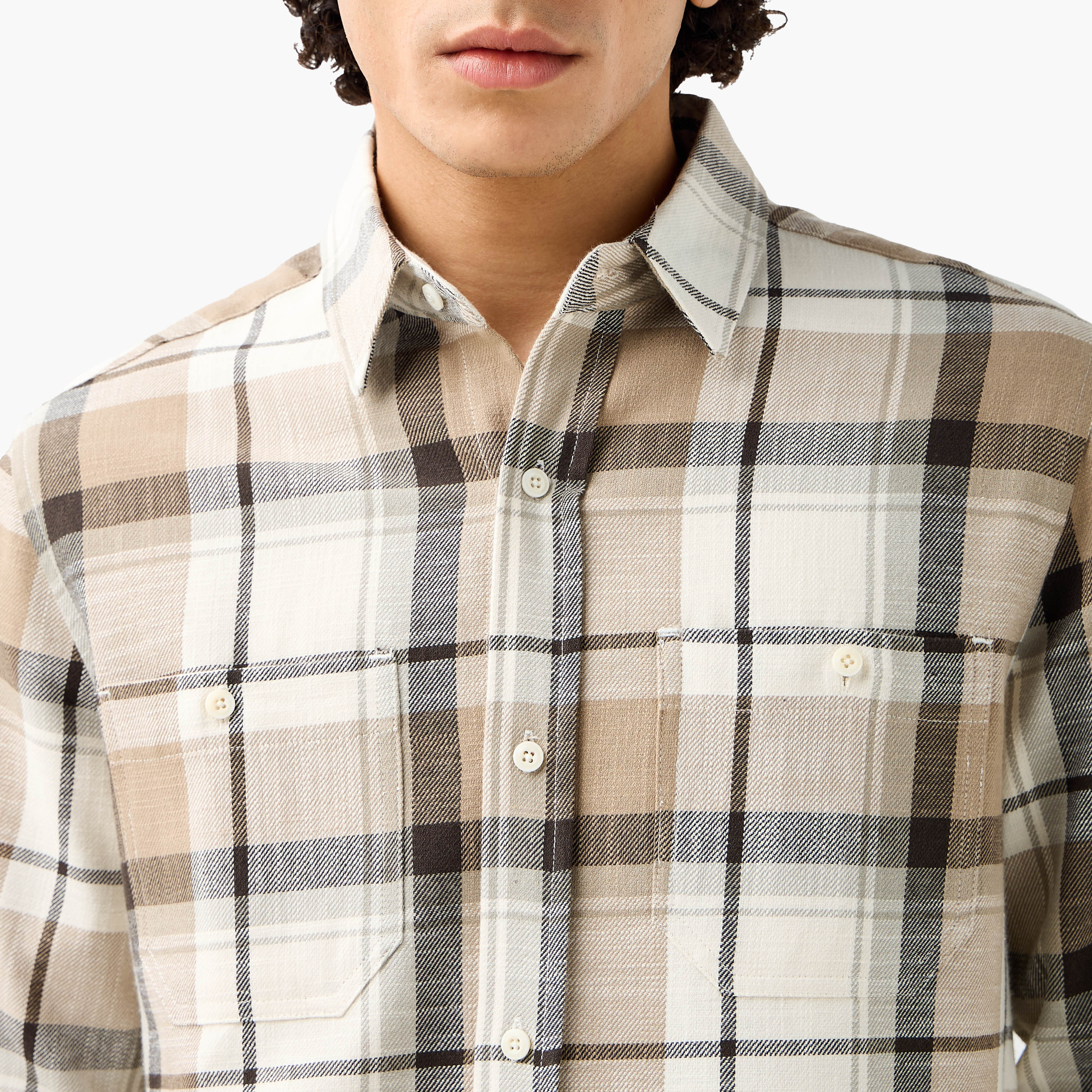 قميص كاروهات بياقة وقصة عادية وأكمام طويلة للرجال من لي كوبر-men-clothing-shirts-image-5