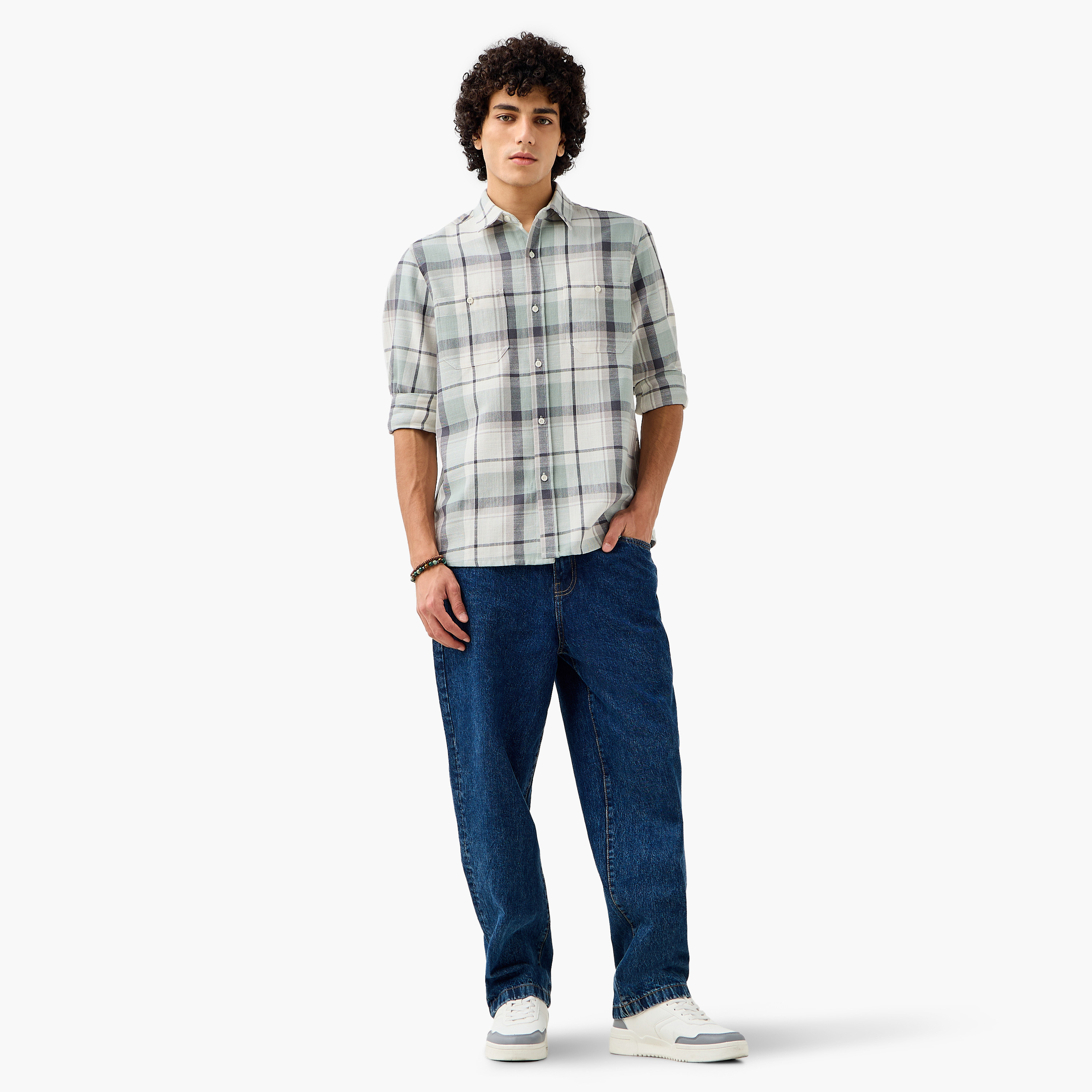 Lee Cooper Men Regular Fit Collared Checked Long Sleeves Shirt-men-clothing-shirts-image-2