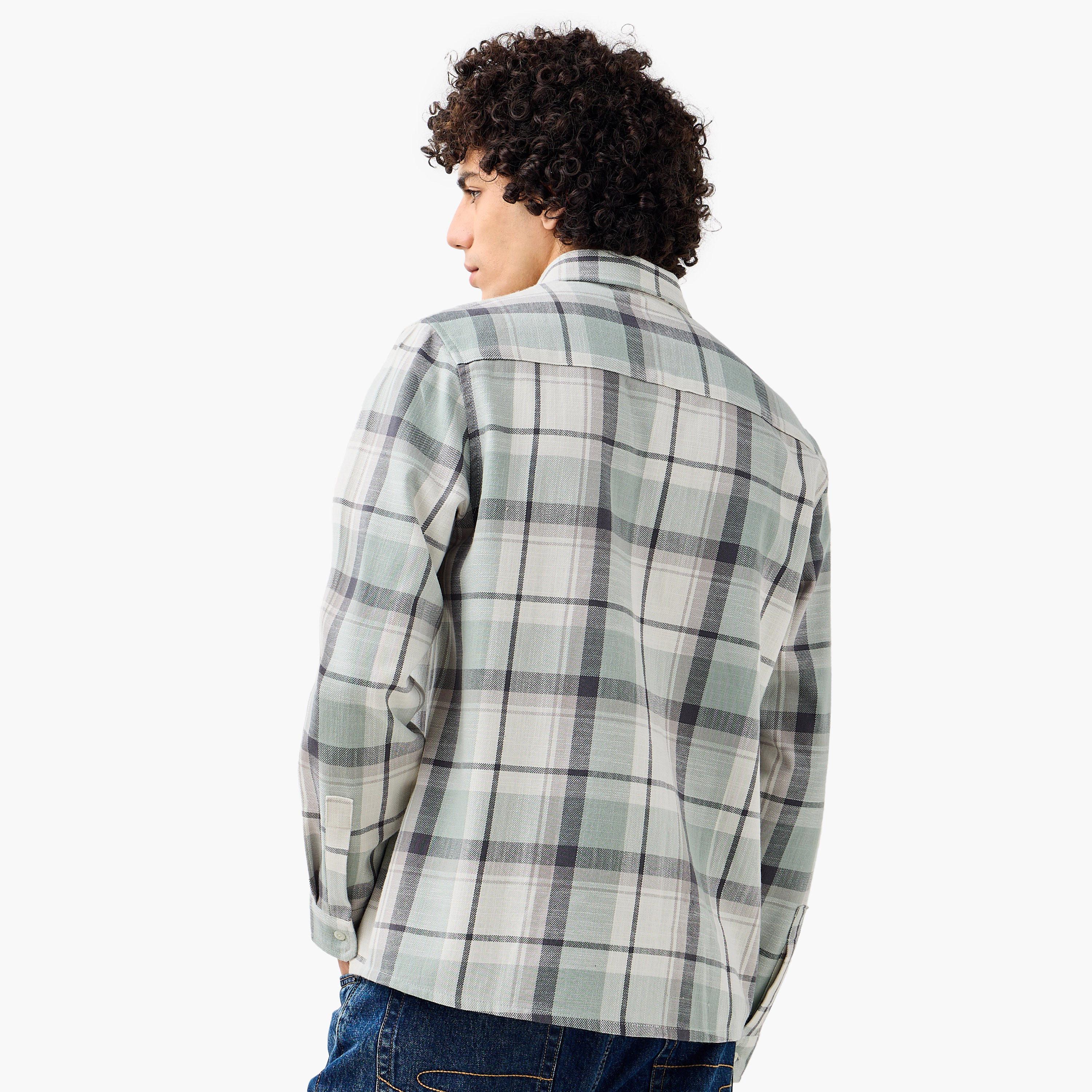 Lee Cooper Men Regular Fit Collared Checked Long Sleeves Shirt-men-clothing-shirts-image-3
