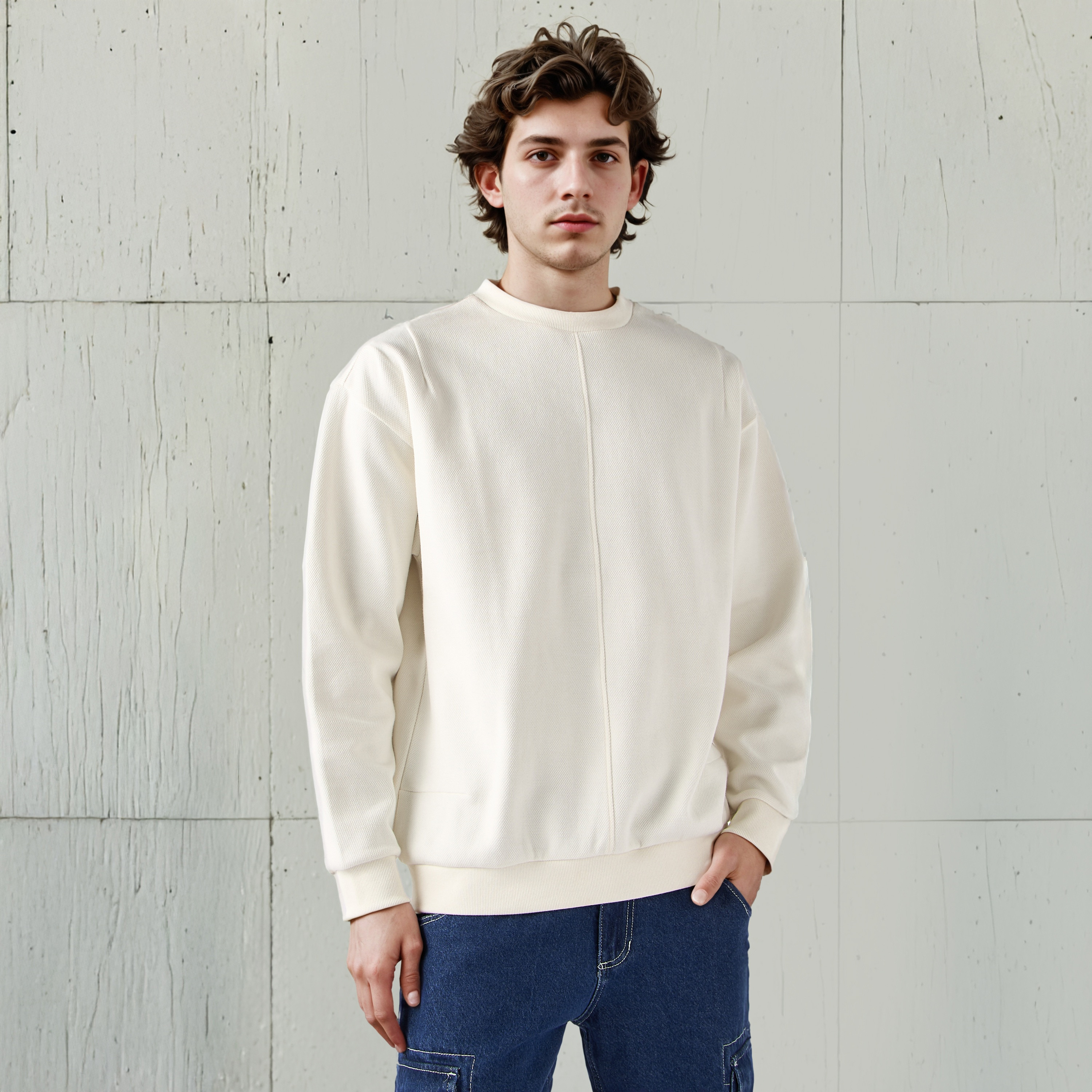 Lee Cooper Textured Pique Sweatshirt-men-winterwear-hoodiesandsweatshirts-image-1