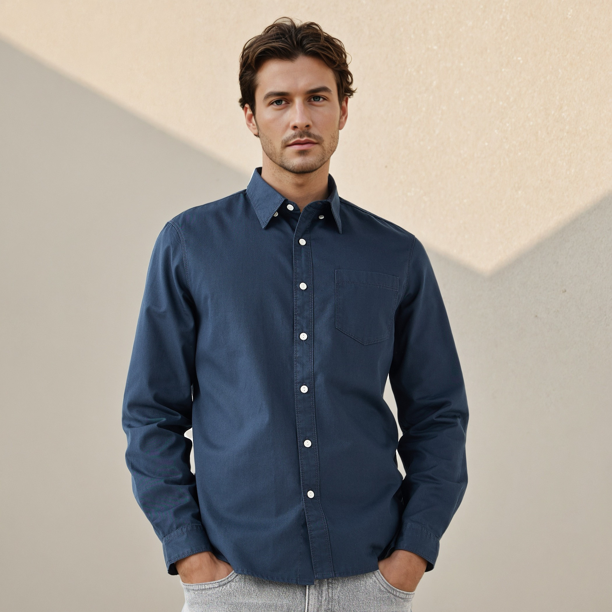 Lee Cooper Regular Fit Shirt with Collar-men-clothing-shirts-image-1