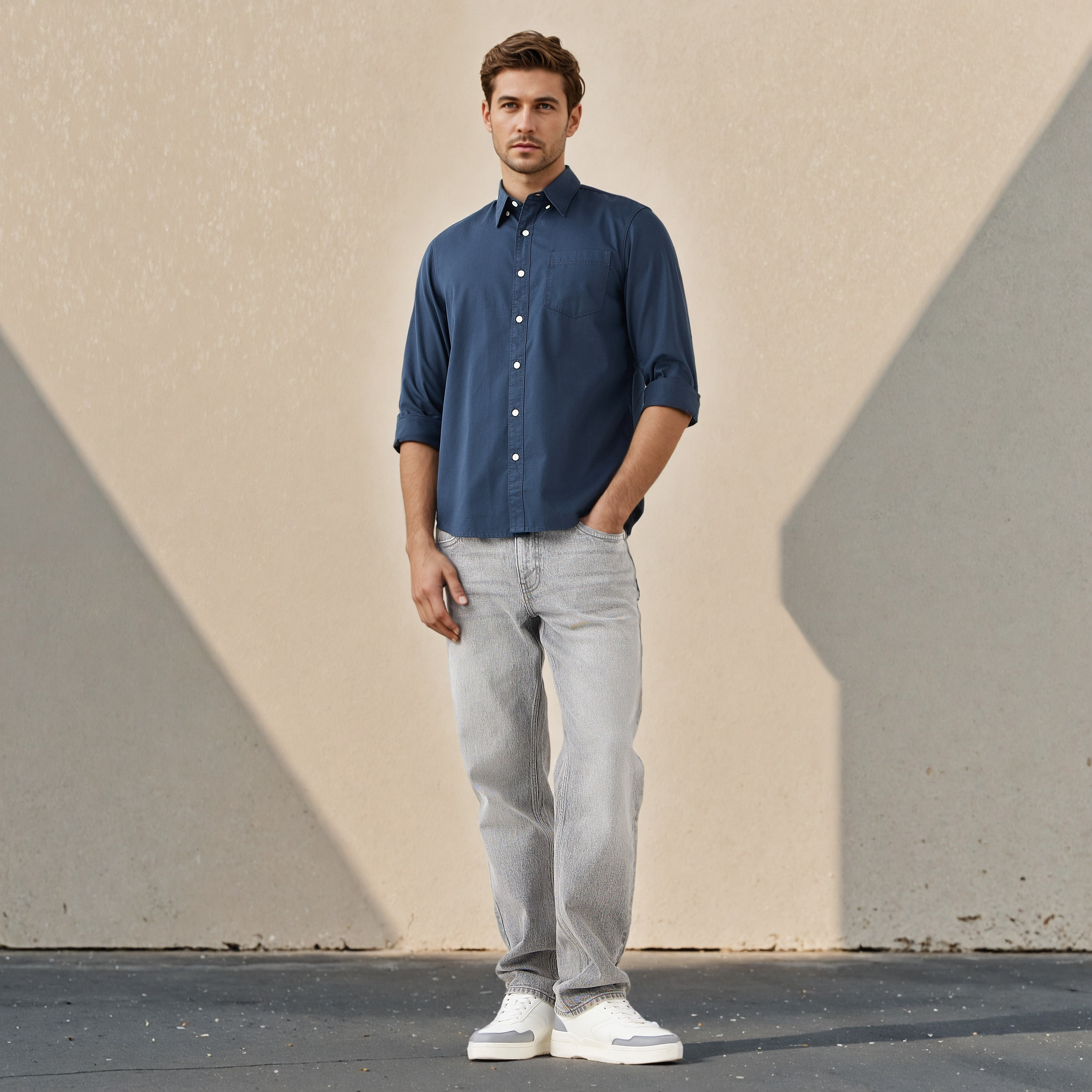 Lee Cooper Regular Fit Shirt with Collar-men-clothing-shirts-image-2