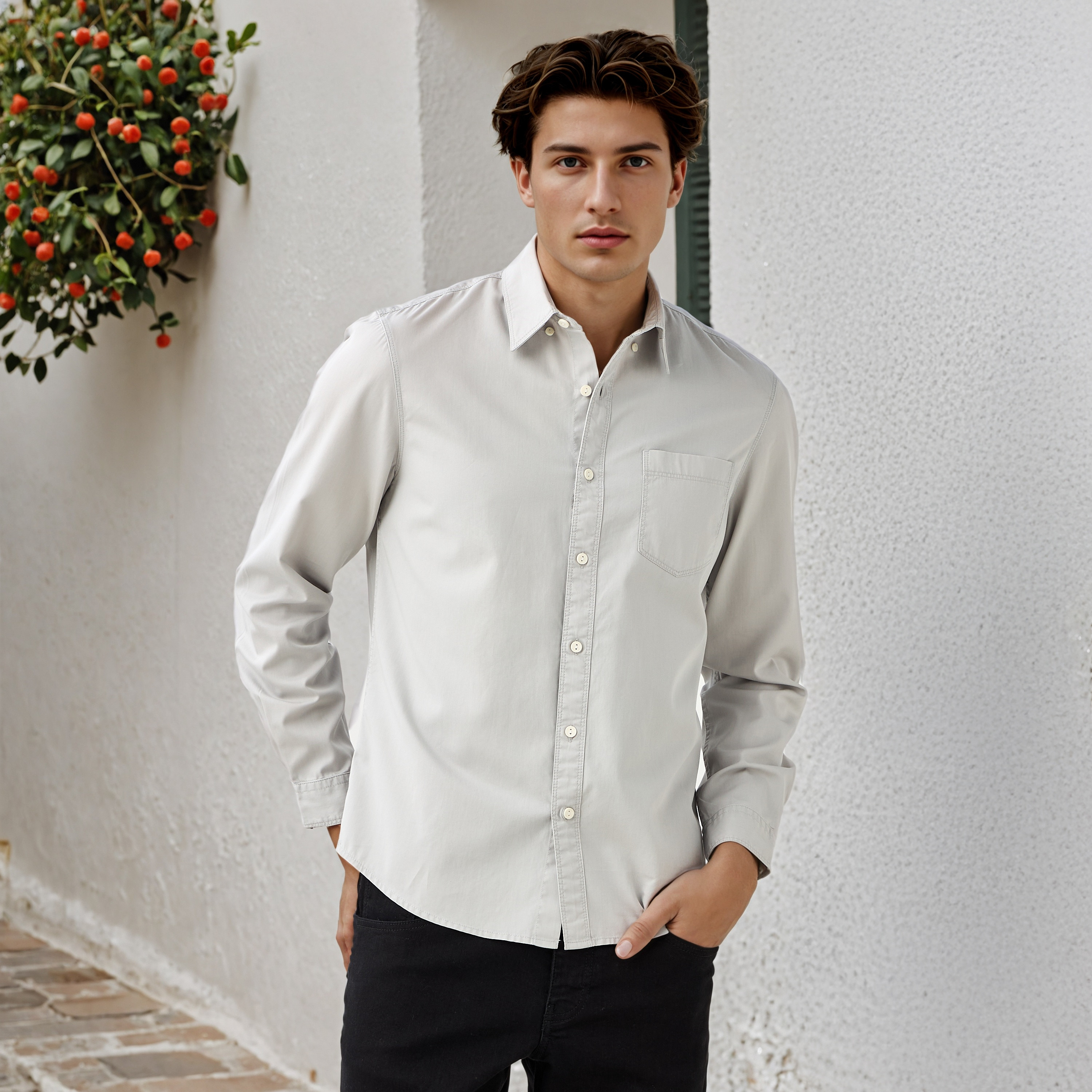 Lee Cooper Regular Fit Shirt with Collar-men-clothing-shirts-image-1