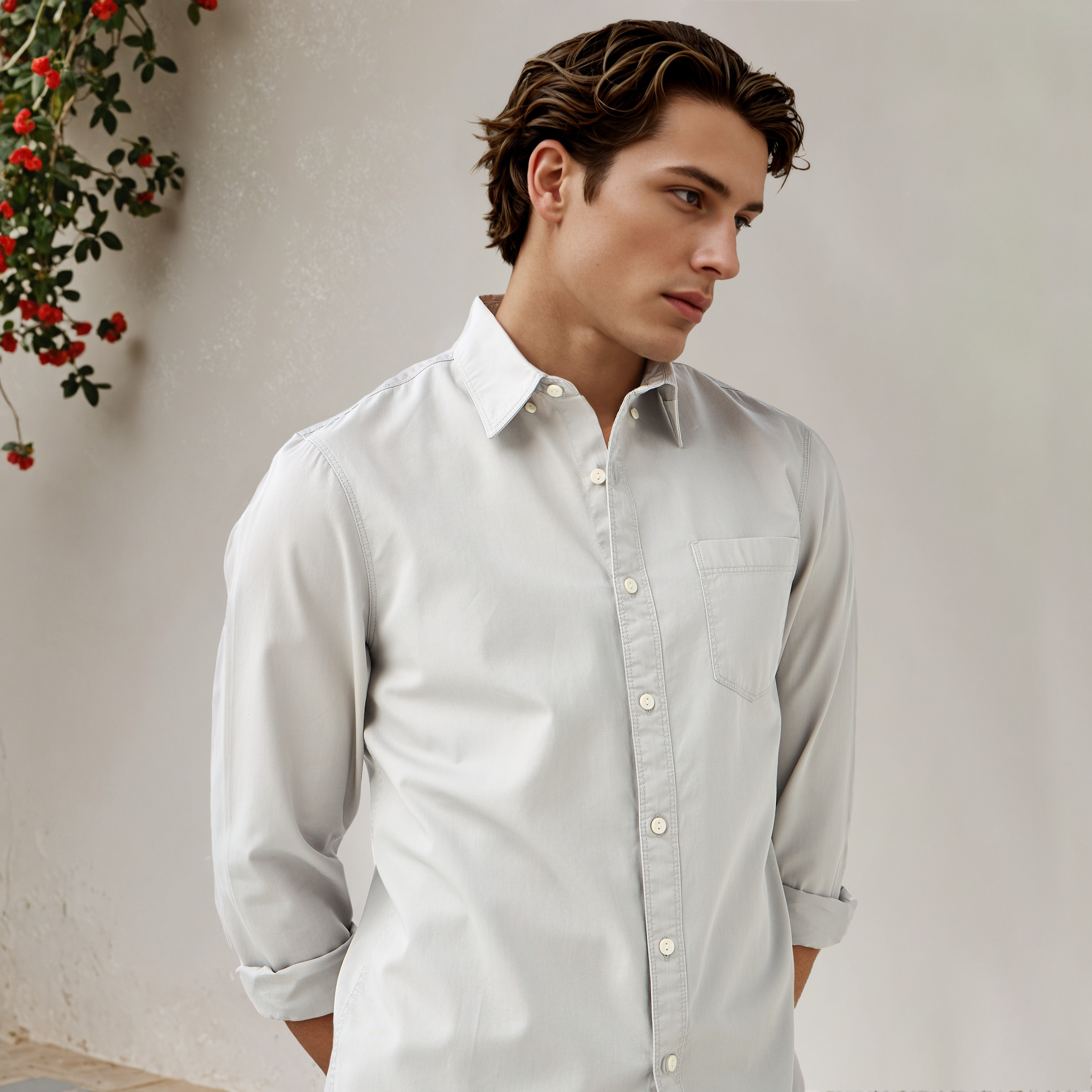 Lee Cooper Regular Fit Shirt with Collar-men-clothing-shirts-image-4