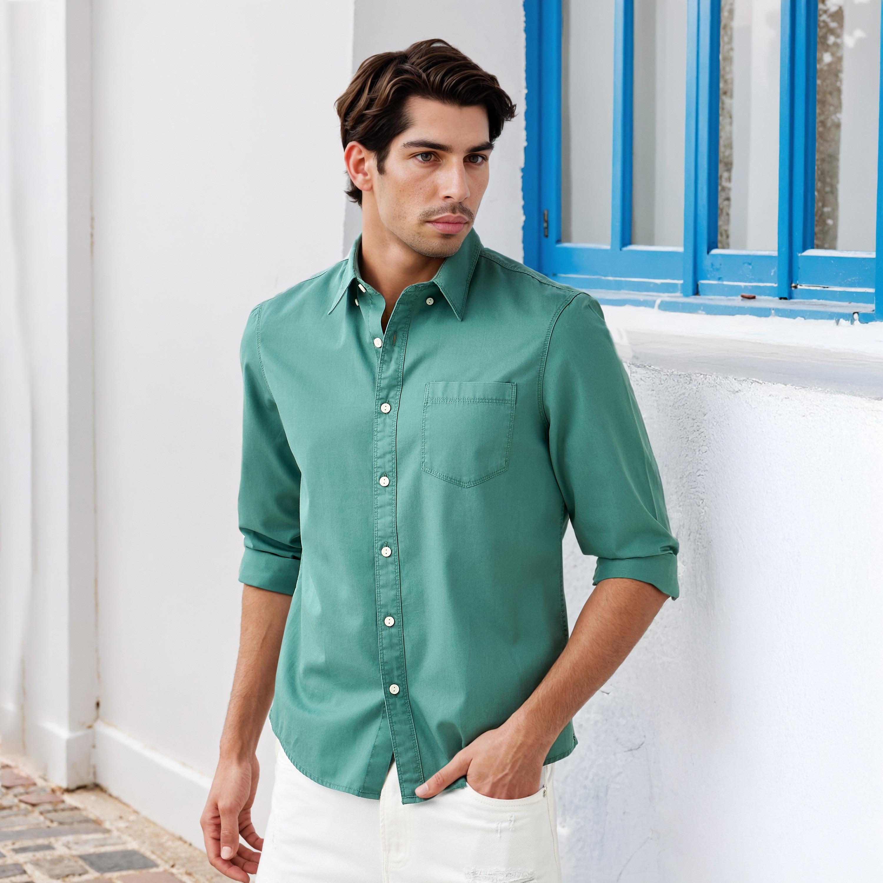 Lee Cooper Regular Fit Shirt with Collar-men-clothing-shirts-image-1
