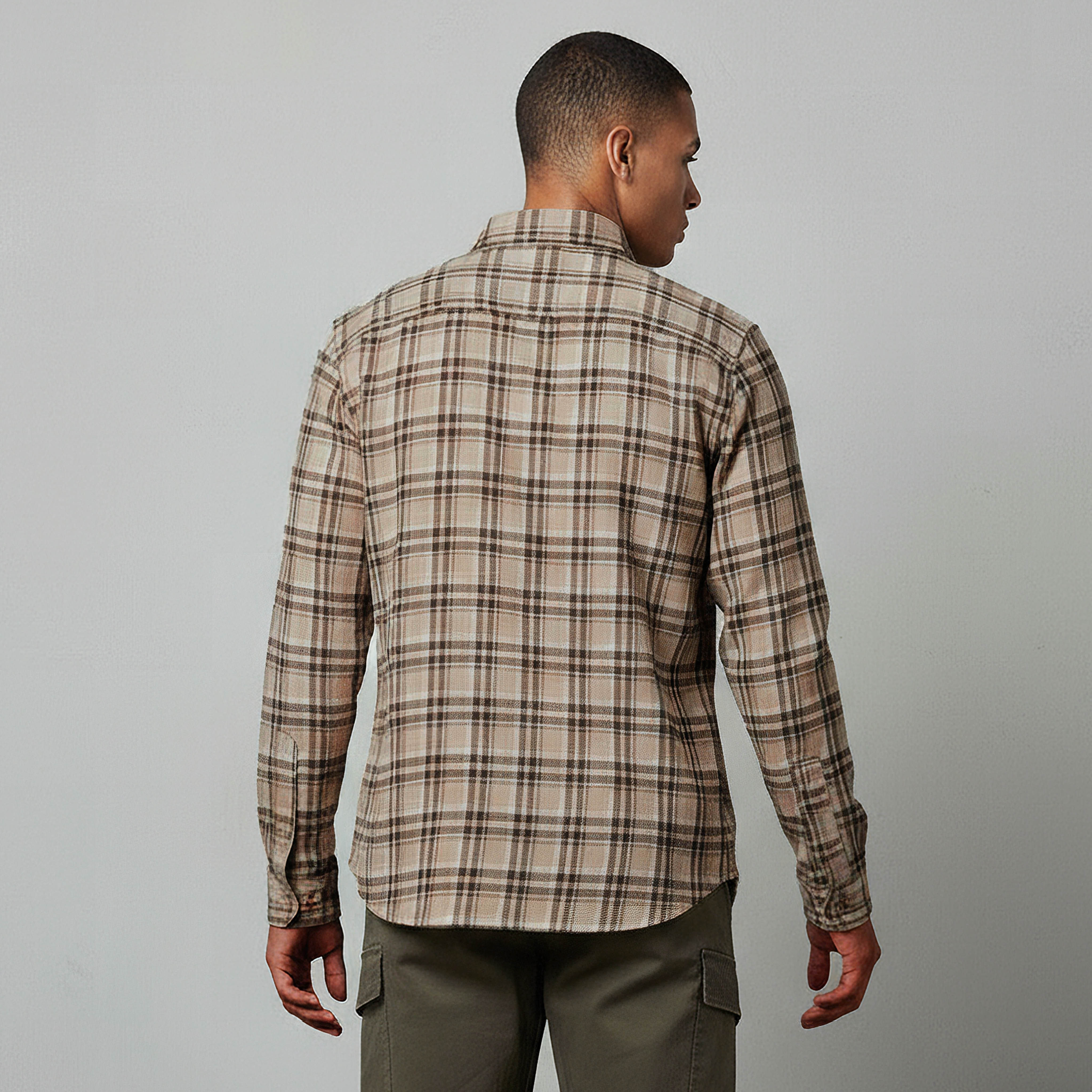 قميص رجالي كاروهات بأكمام طويلة وياقة عادية من لي كوبر-men-clothing-shirts-image-3