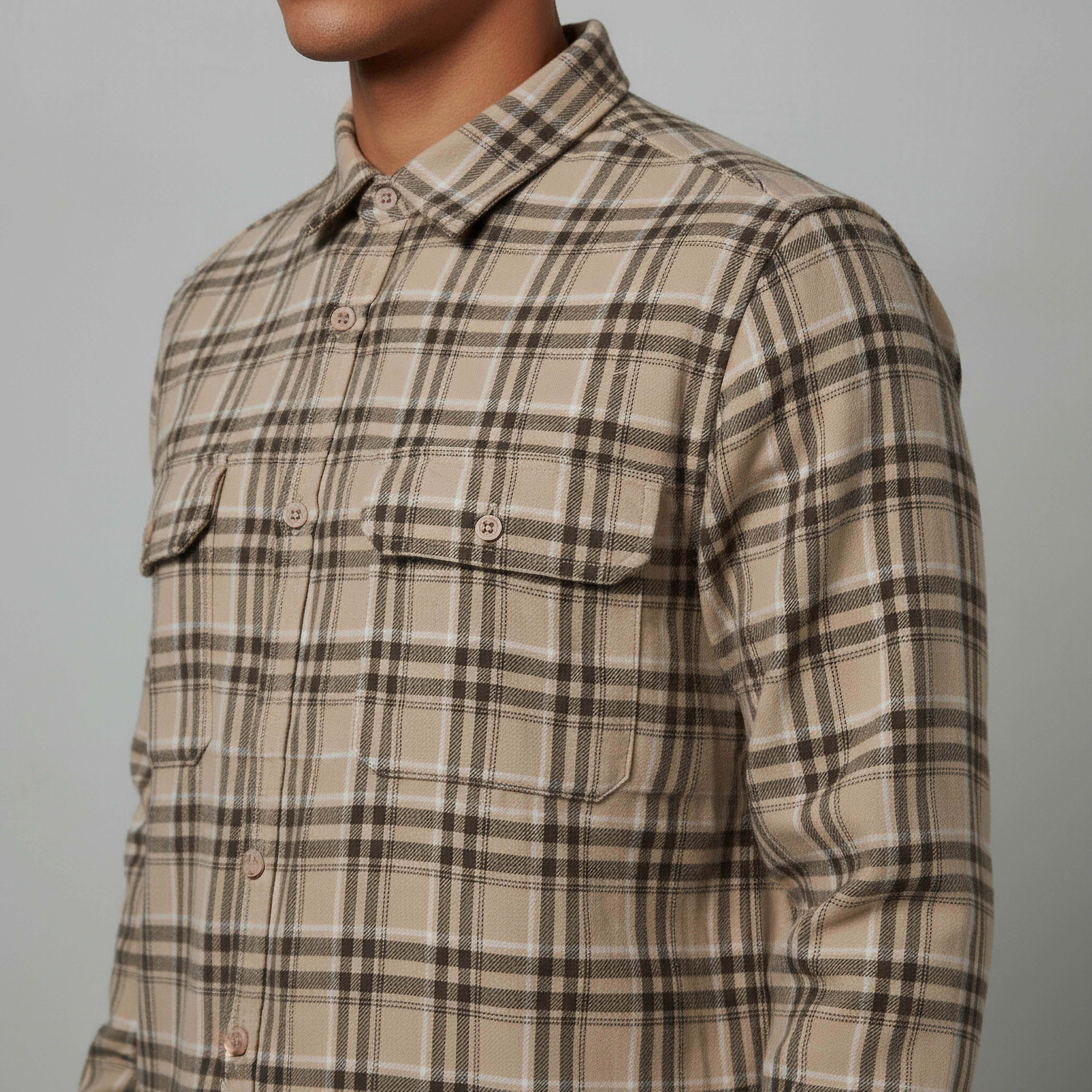 قميص رجالي كاروهات بأكمام طويلة وياقة عادية من لي كوبر-men-clothing-shirts-image-4