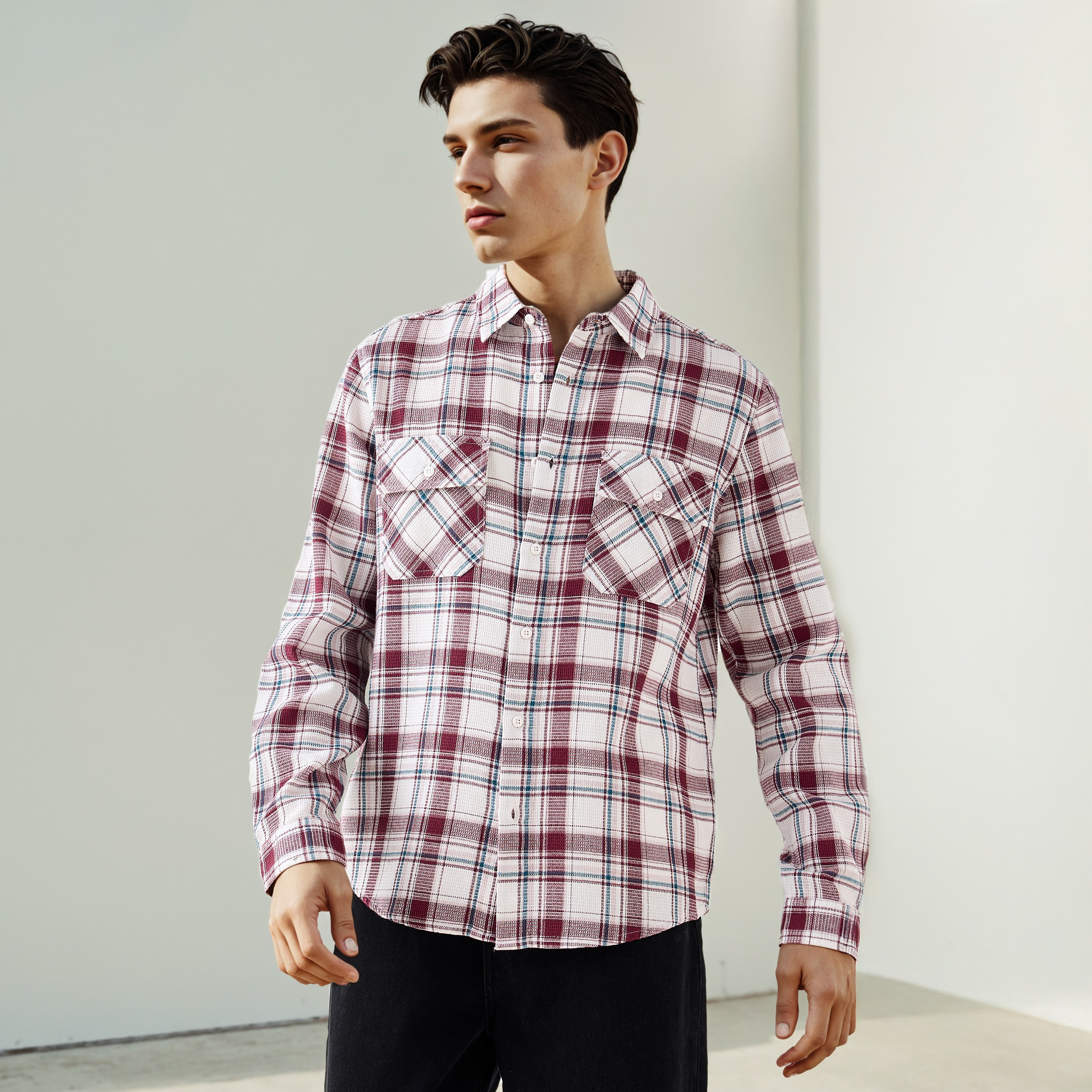 قميص كاروهات بقصّة عادية من لي كوبر-men-clothing-shirts-image-1