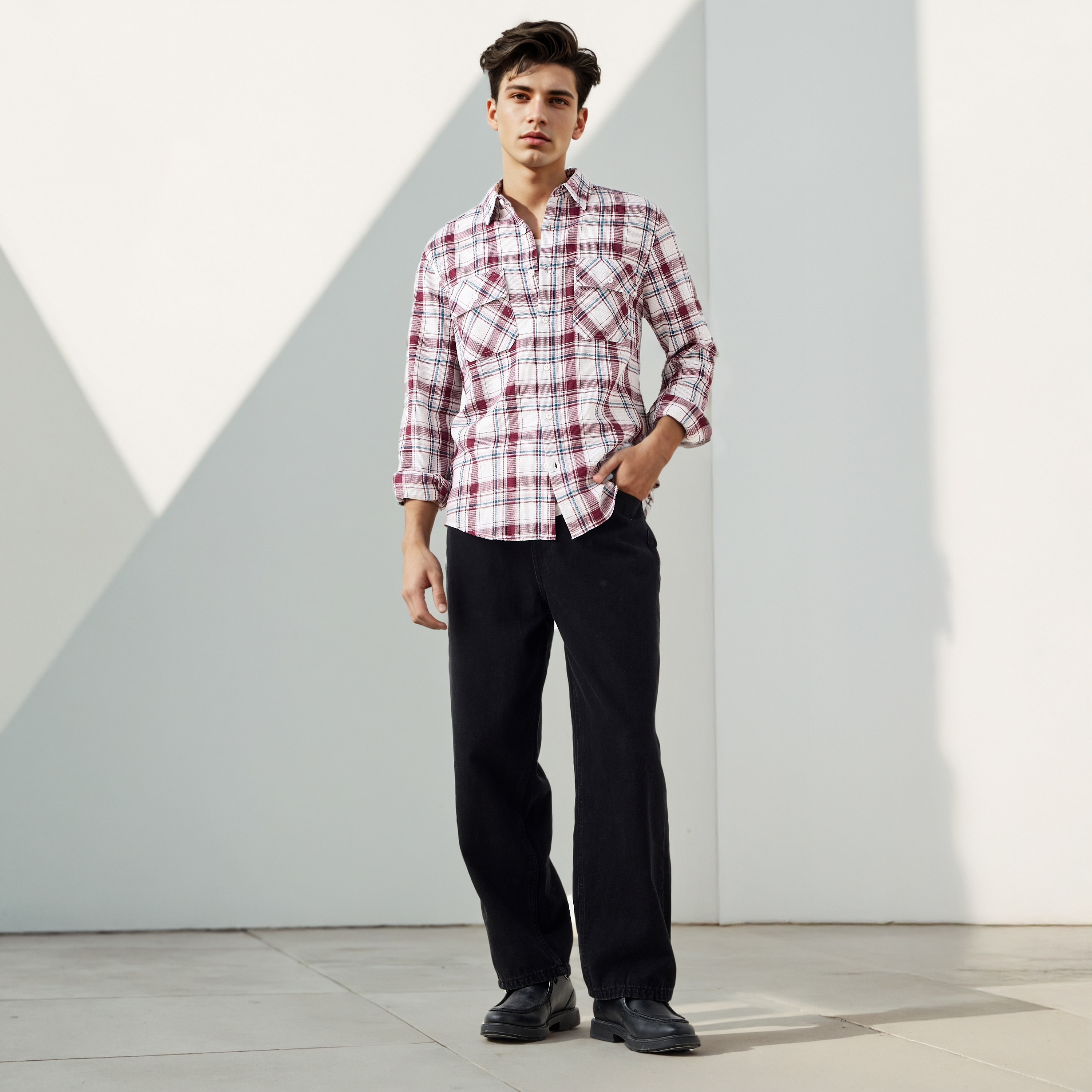قميص كاروهات بقصّة عادية من لي كوبر-men-clothing-shirts-image-2