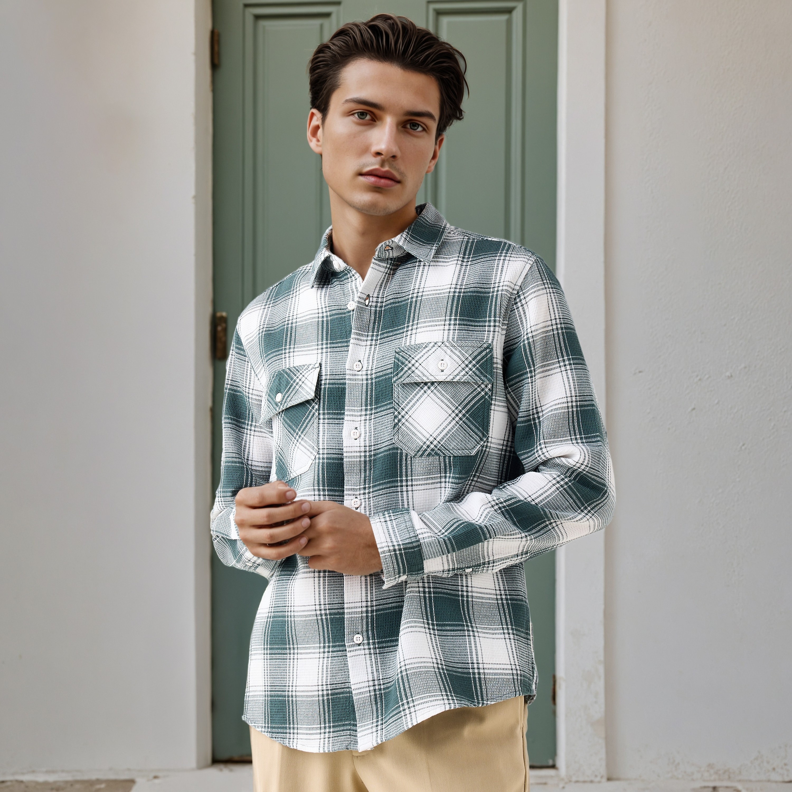 قميص كاروهات بقصّة عادية من لي كوبر-men-clothing-shirts-image-1