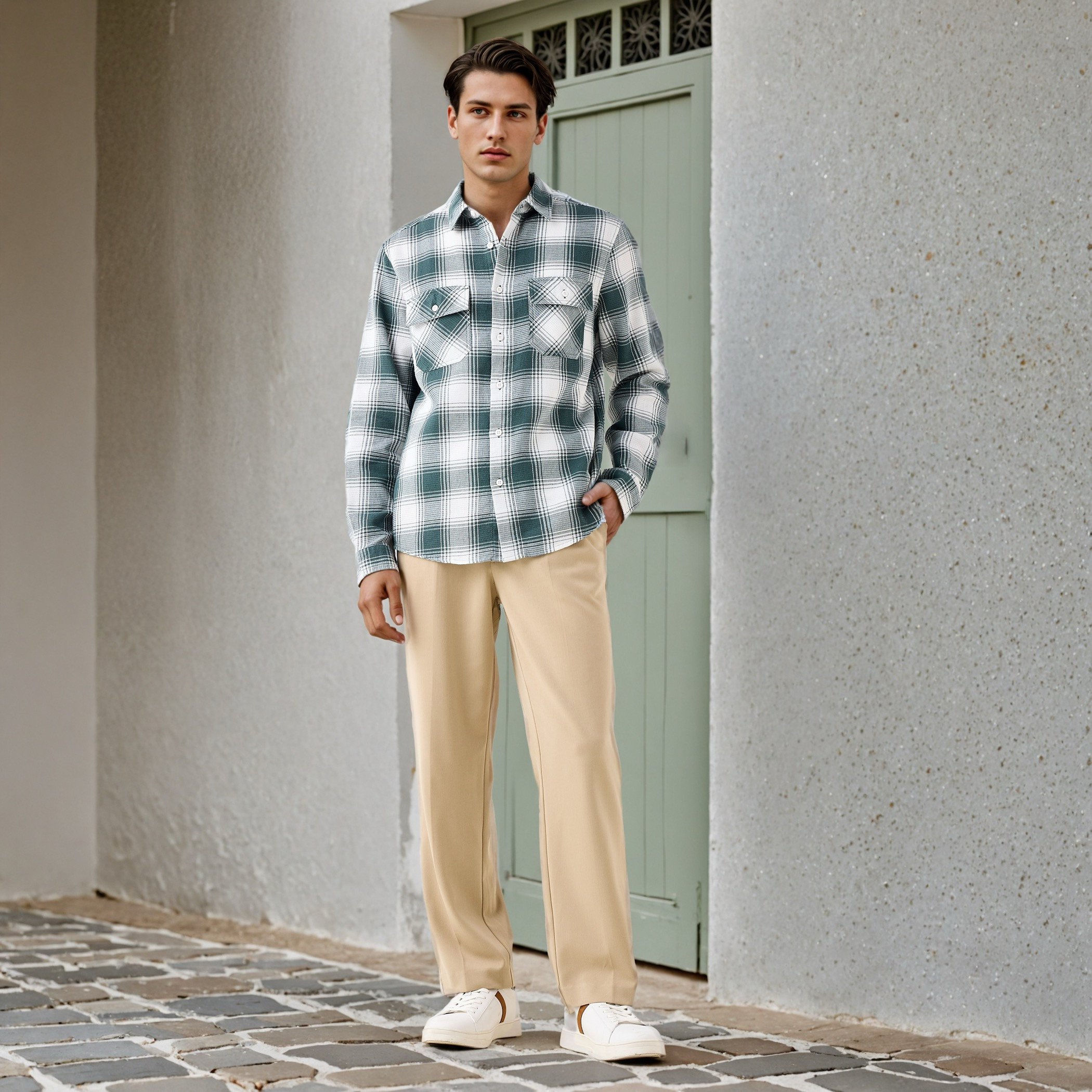 قميص كاروهات بقصّة عادية من لي كوبر-men-clothing-shirts-image-2