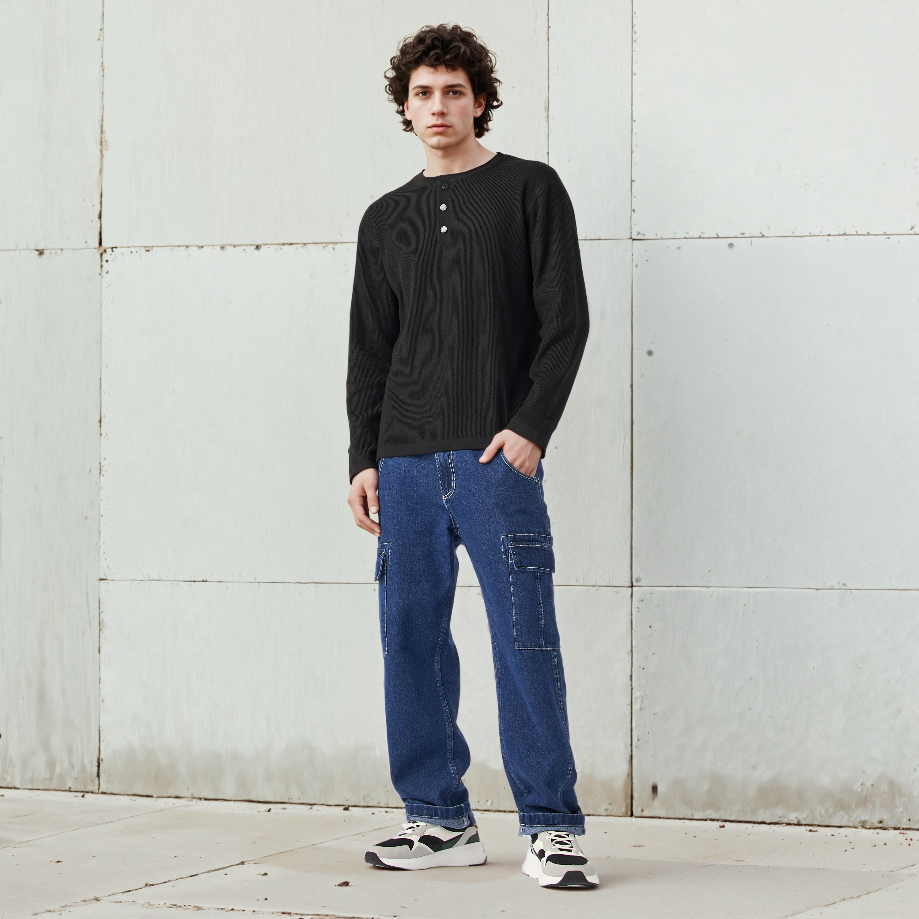 Lee Cooper Ribbed Henley Sweatshirt-men-winterwear-hoodiesandsweatshirts-image-2