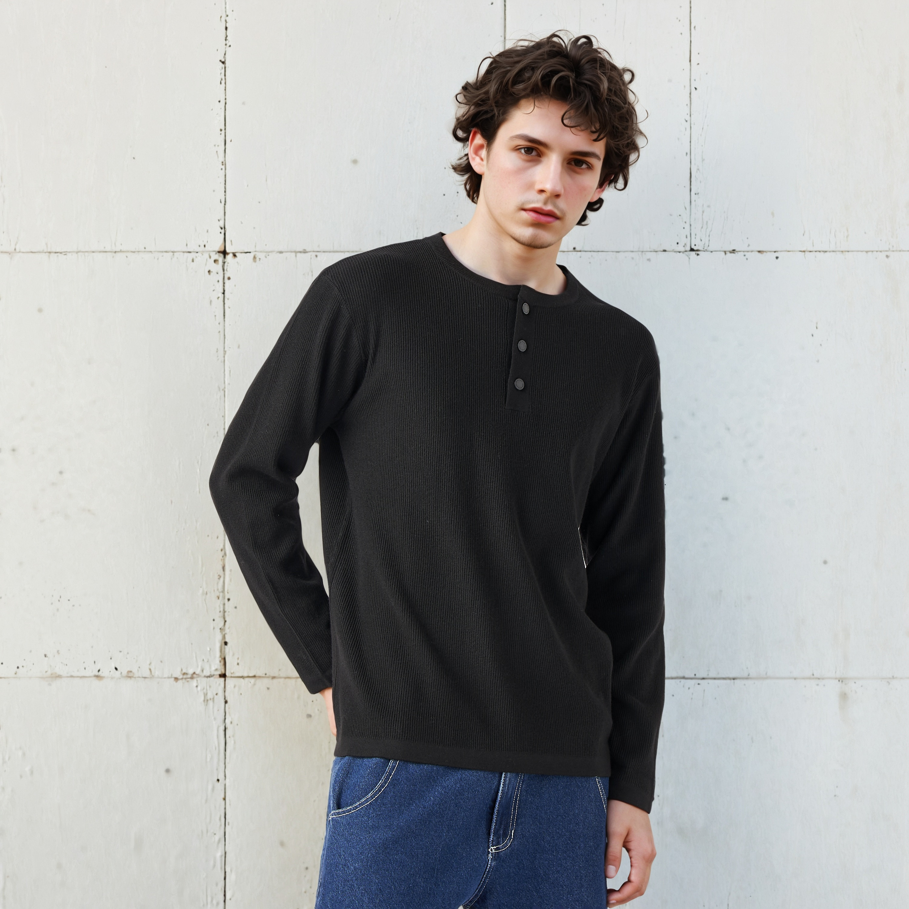 Lee Cooper Ribbed Henley Sweatshirt-men-winterwear-hoodiesandsweatshirts-image-5
