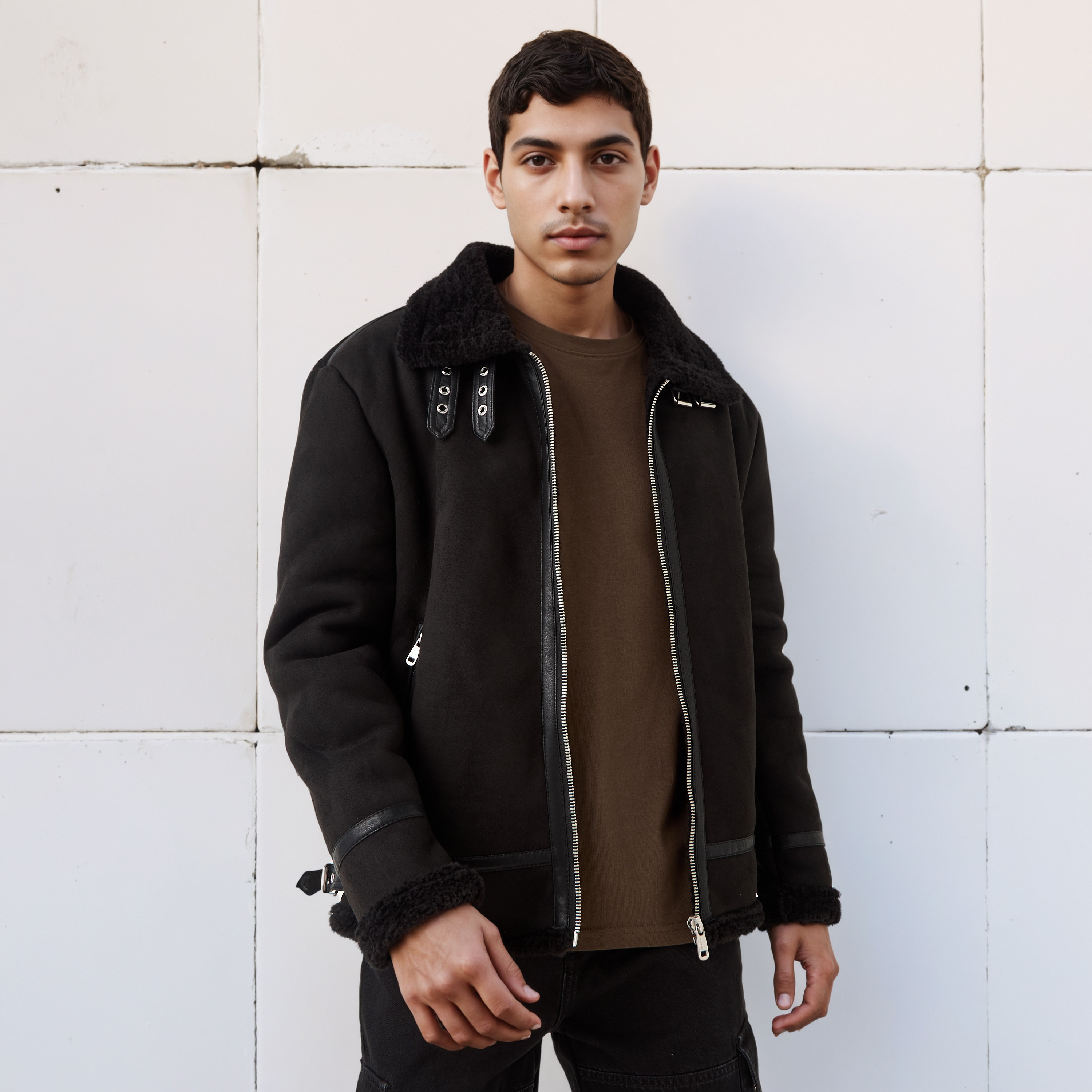 Lee Cooper Men Regular Fit Faux Fur Lined Suede Jacket-men-clothing-jacketsandblazers-jackets-image-1