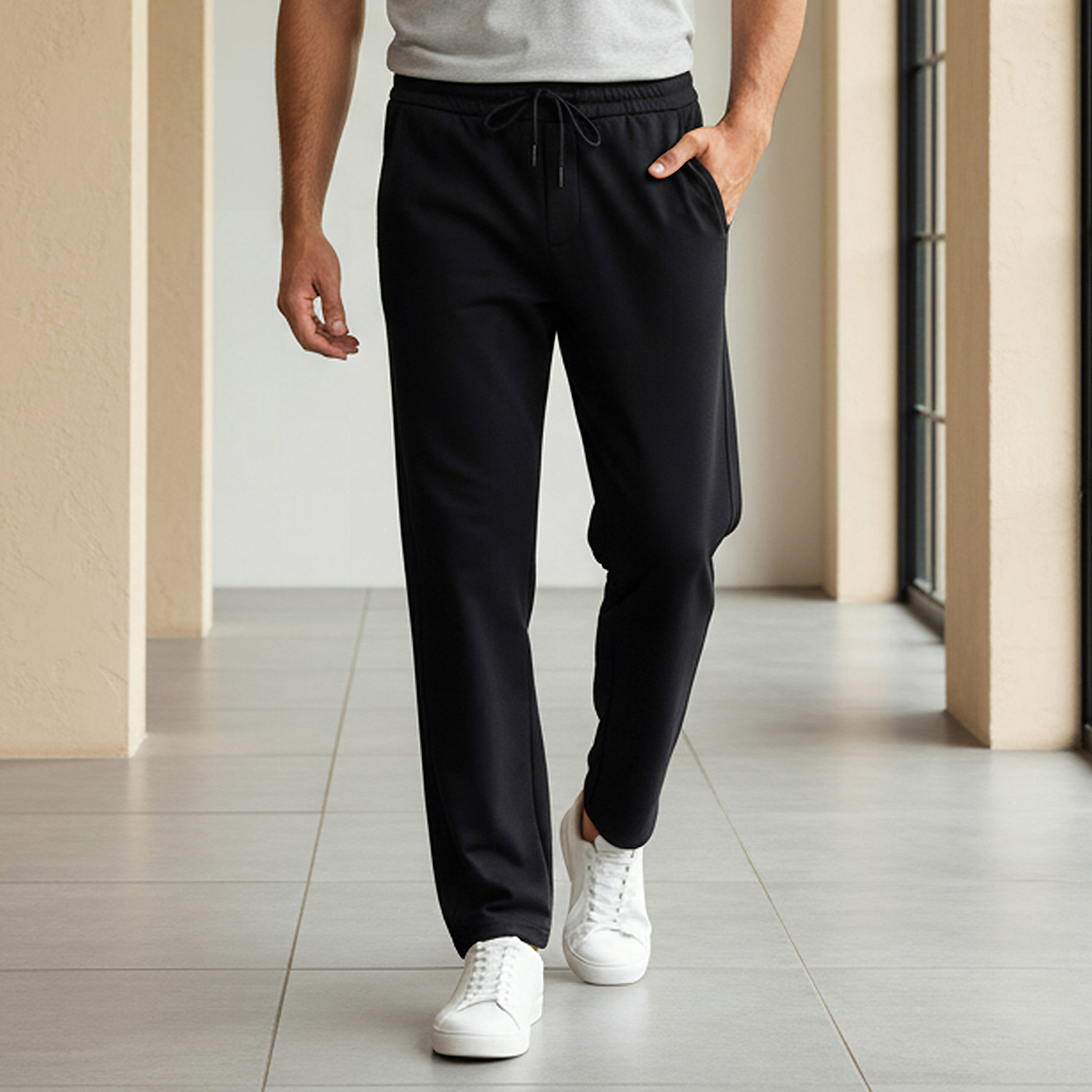 Lee Cooper Men Relaxed Fit Cotton Trousers-men-clothing-bottoms-joggers-image-1