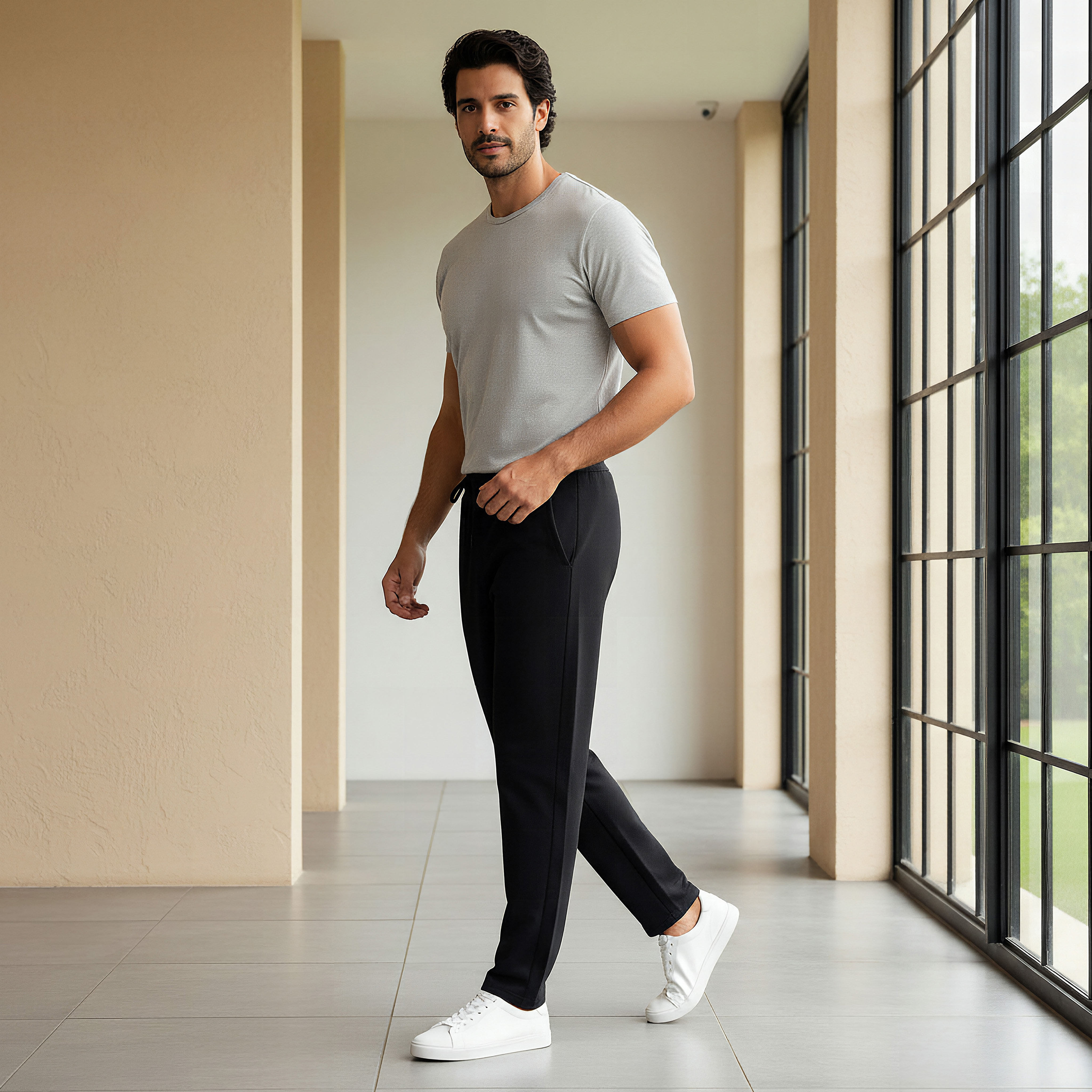 Lee Cooper Men Relaxed Fit Cotton Trousers-men-clothing-bottoms-joggers-image-2