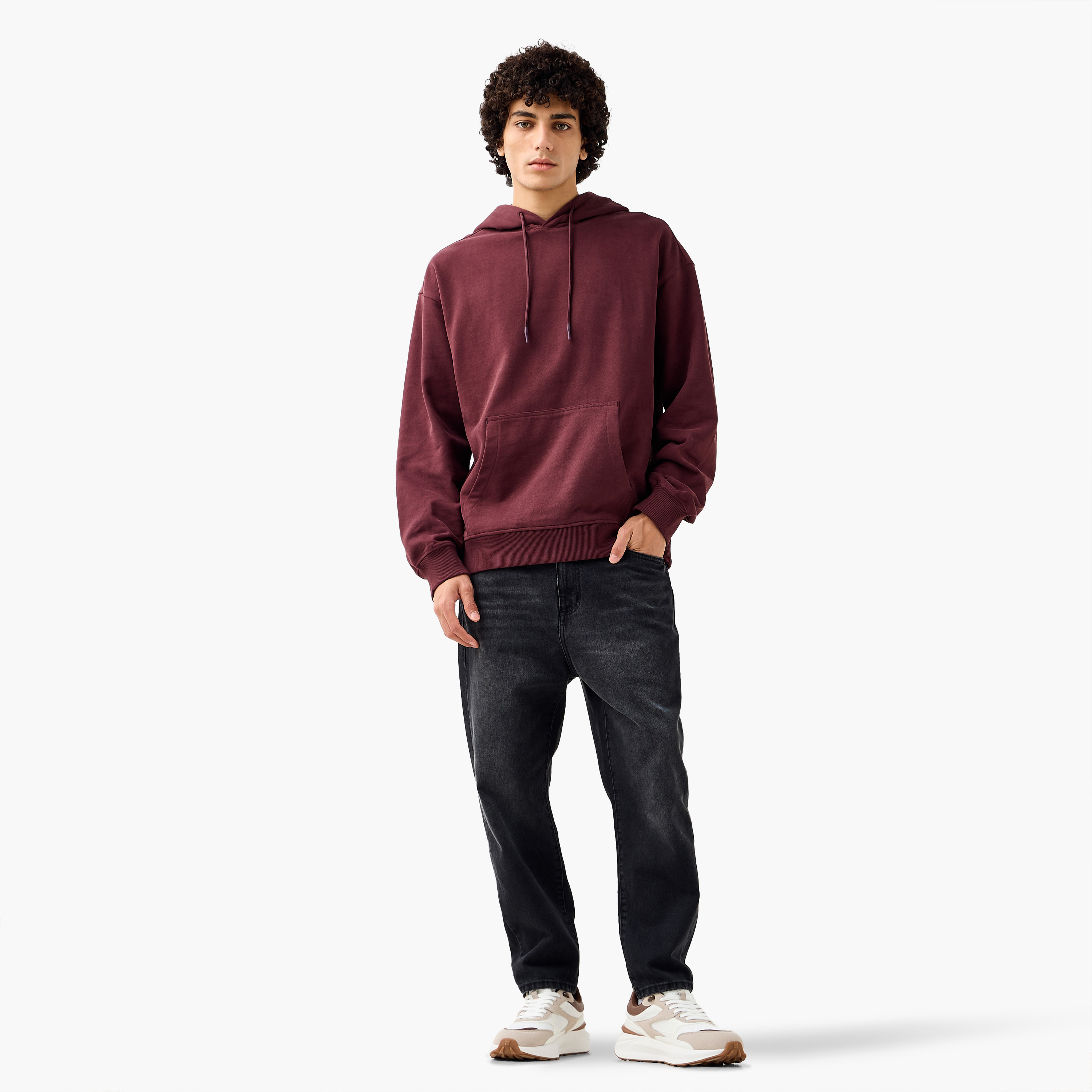 Lee Cooper Men Kangaroo Pocket Cotton Hooded Sweatshirt-men-winterwear-hoodiesandsweatshirts-image-2