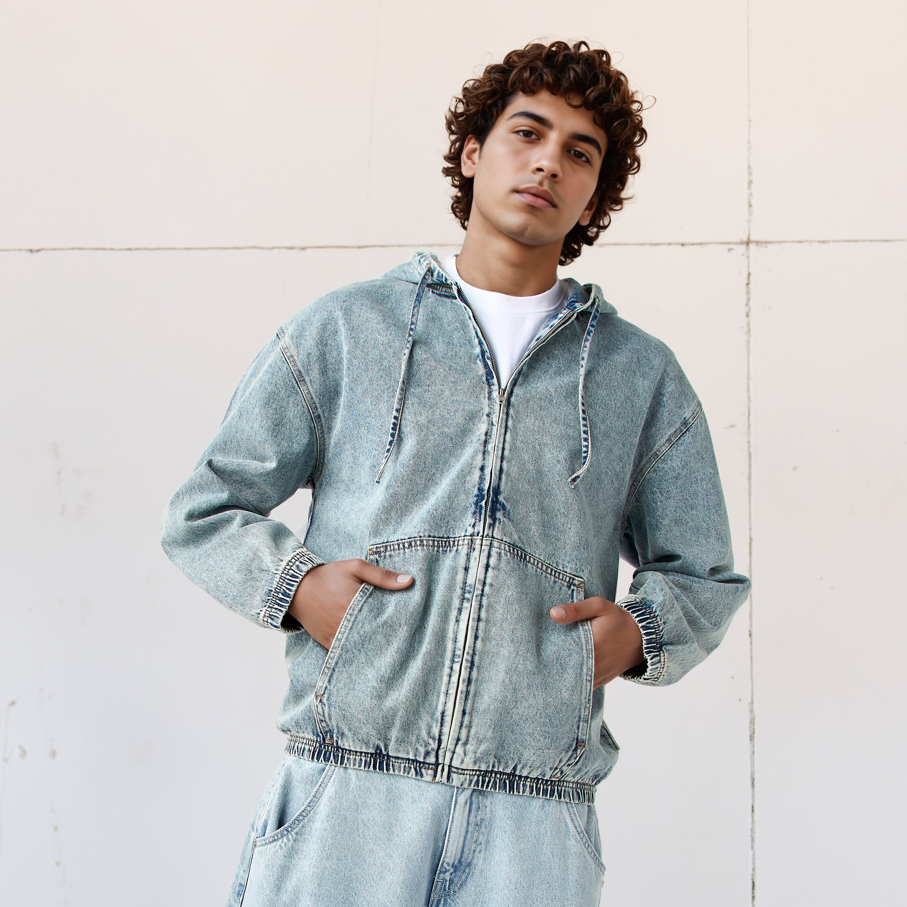 Lee Cooper Zip Through Denim Hoodie-men-winterwear-hoodiesandsweatshirts-image-1