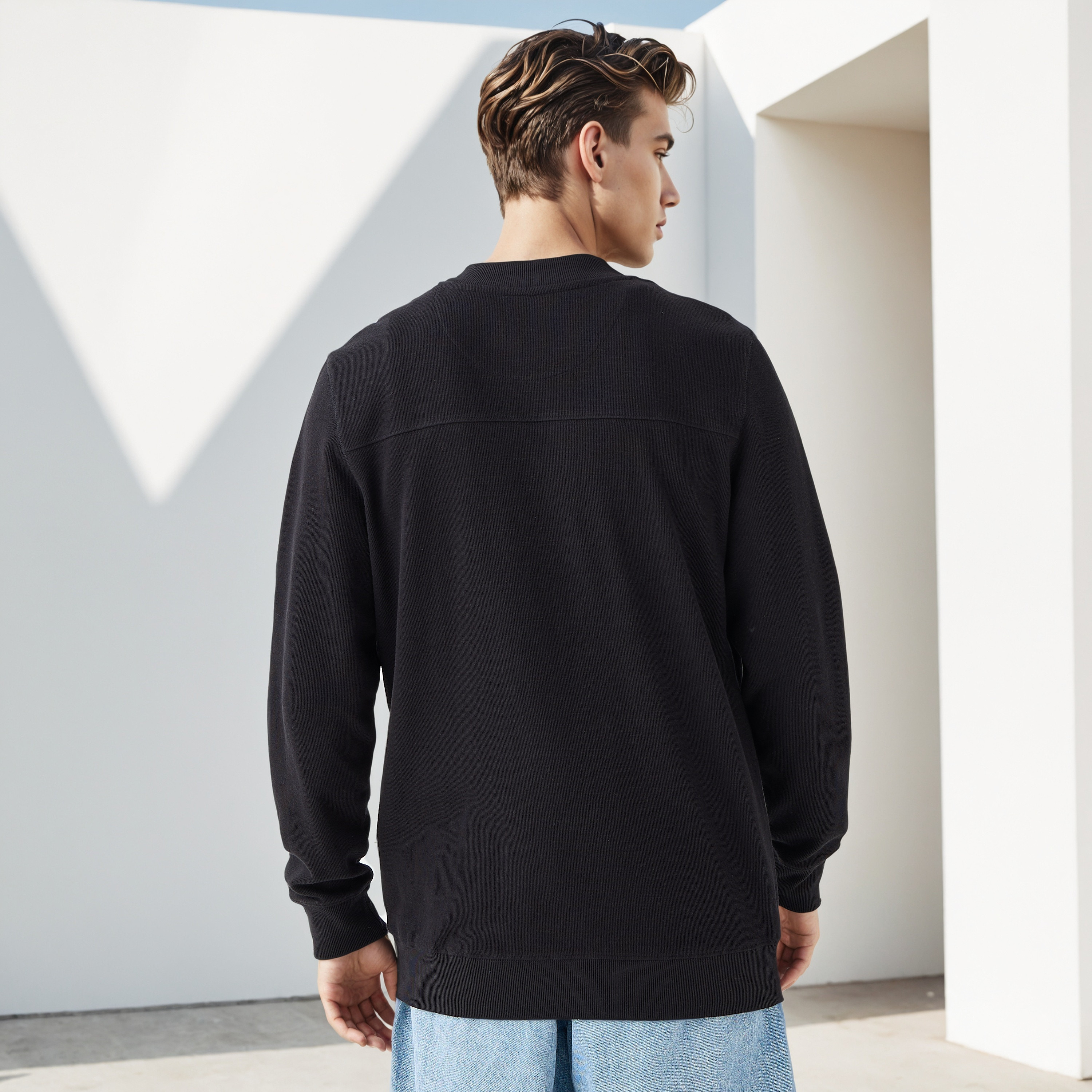 Lee Cooper Textured Sweatshirt-men-winterwear-hoodiesandsweatshirts-image-3