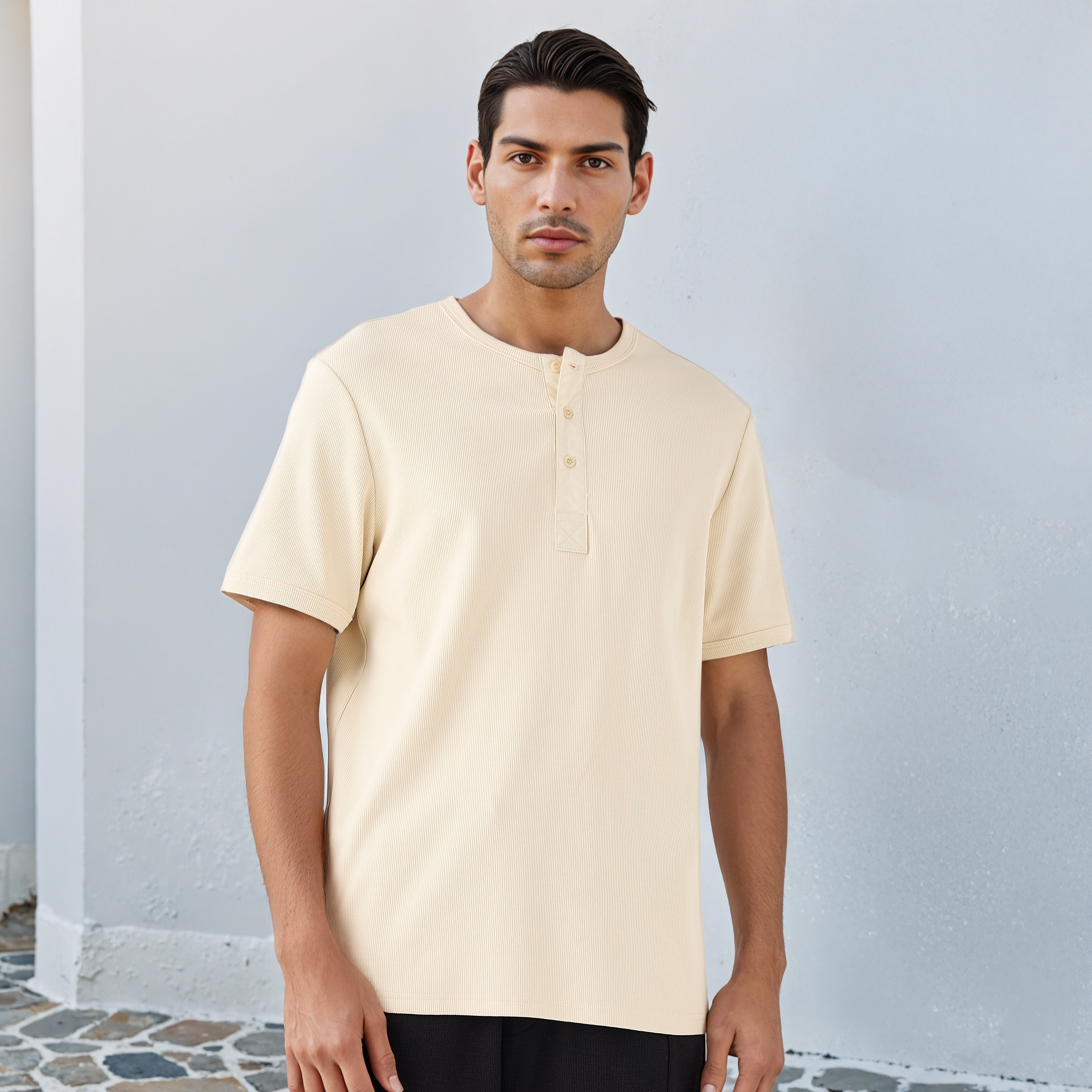 Lee Cooper Ribbed Henley Neck T-shirt-men-clothing-tshirtsandpolos-tshirts-image-1