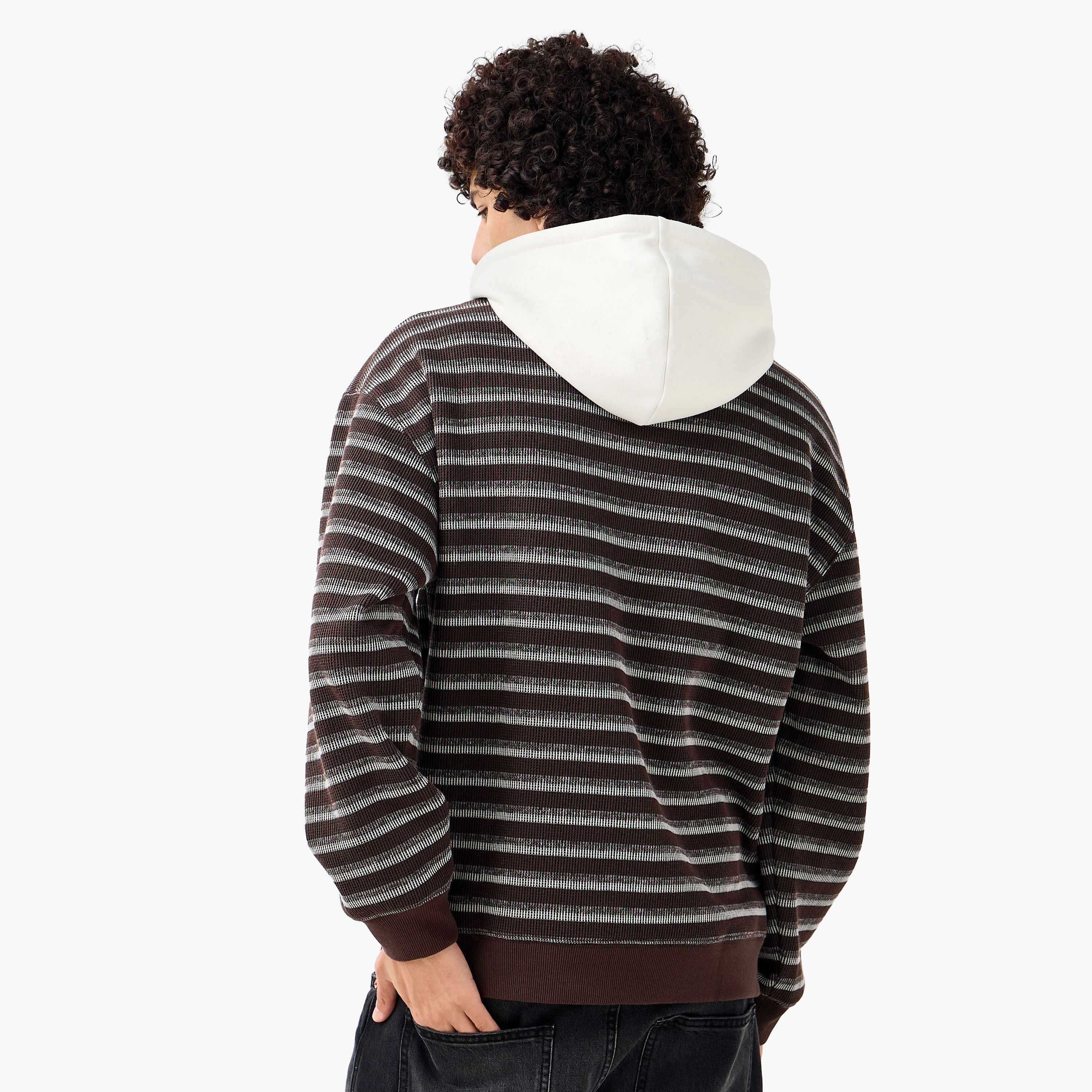 سويت شيرت مقلم بتصميم وافل للرجال من لي كوبر-men-winterwear-hoodiesandsweatshirts-image-3