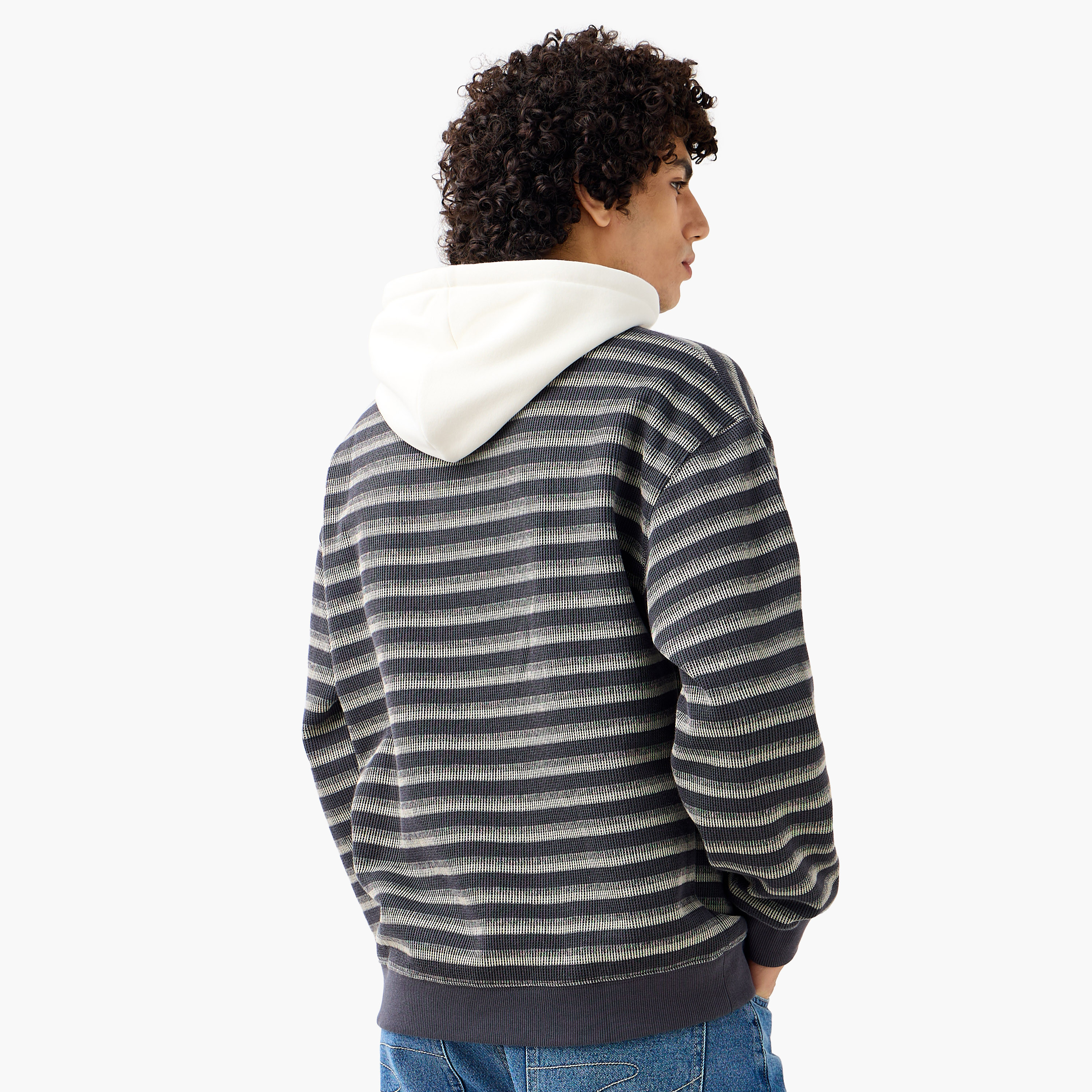 سويت شيرت مقلم بتصميم وافل للرجال من لي كوبر-men-winterwear-hoodiesandsweatshirts-image-3
