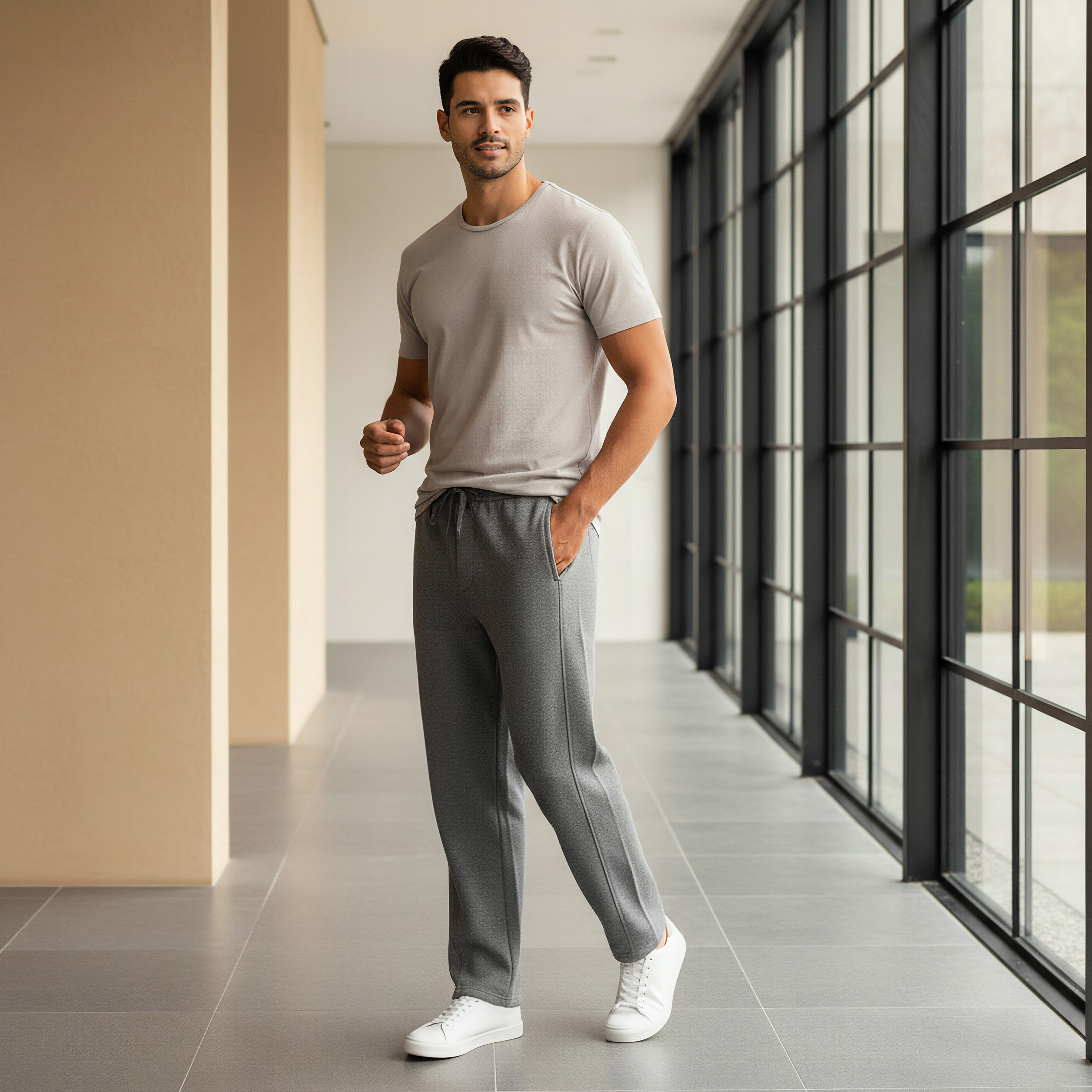 Lee Cooper Men Relaxed Fit Cotton Blend Joggers-men-clothing-bottoms-joggers-image-2