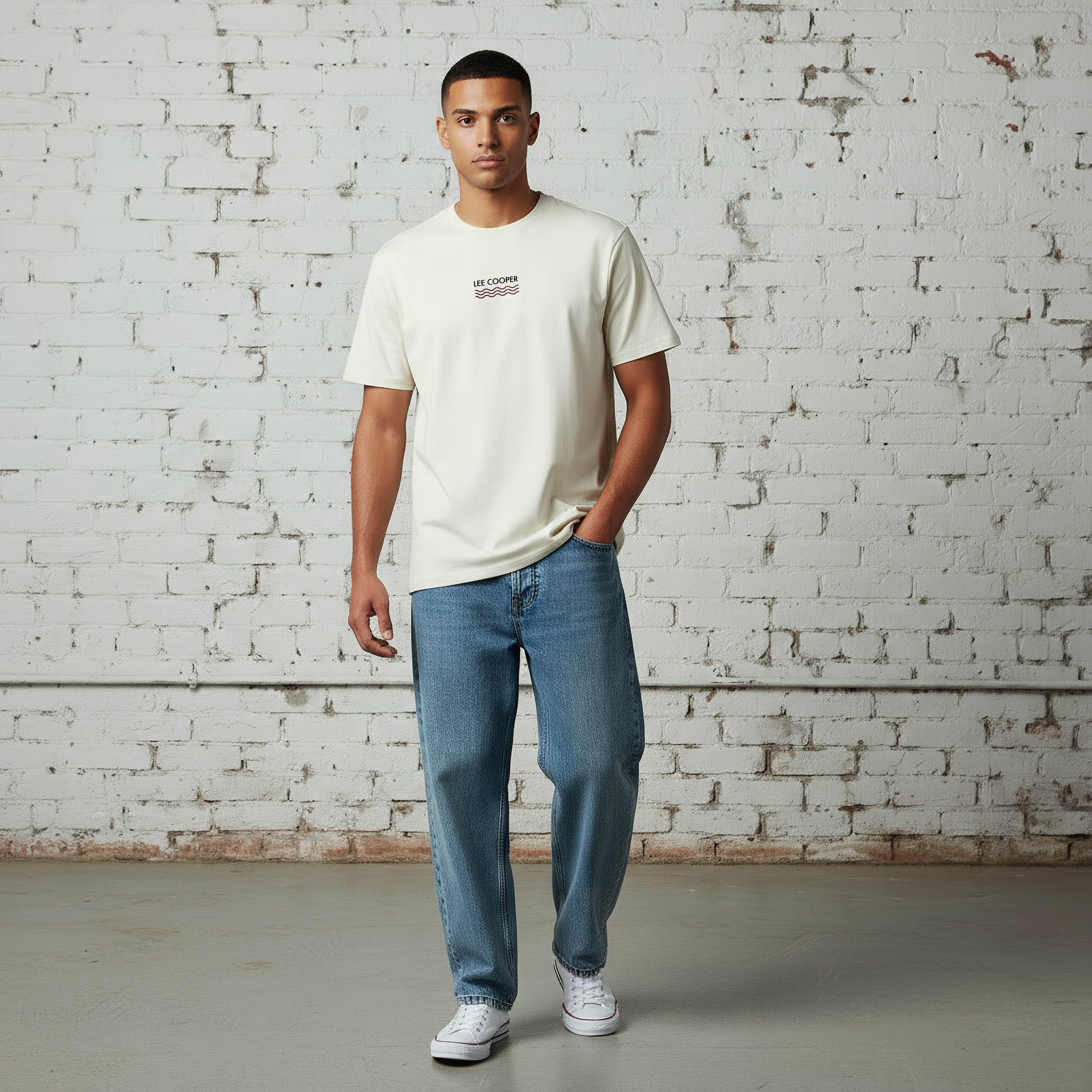 Lee Cooper Men Regular Fit Crew Neck Short Sleeves Logo Embroidered T-shirt-men-clothing-tshirtsandpolos-tshirts-image-2