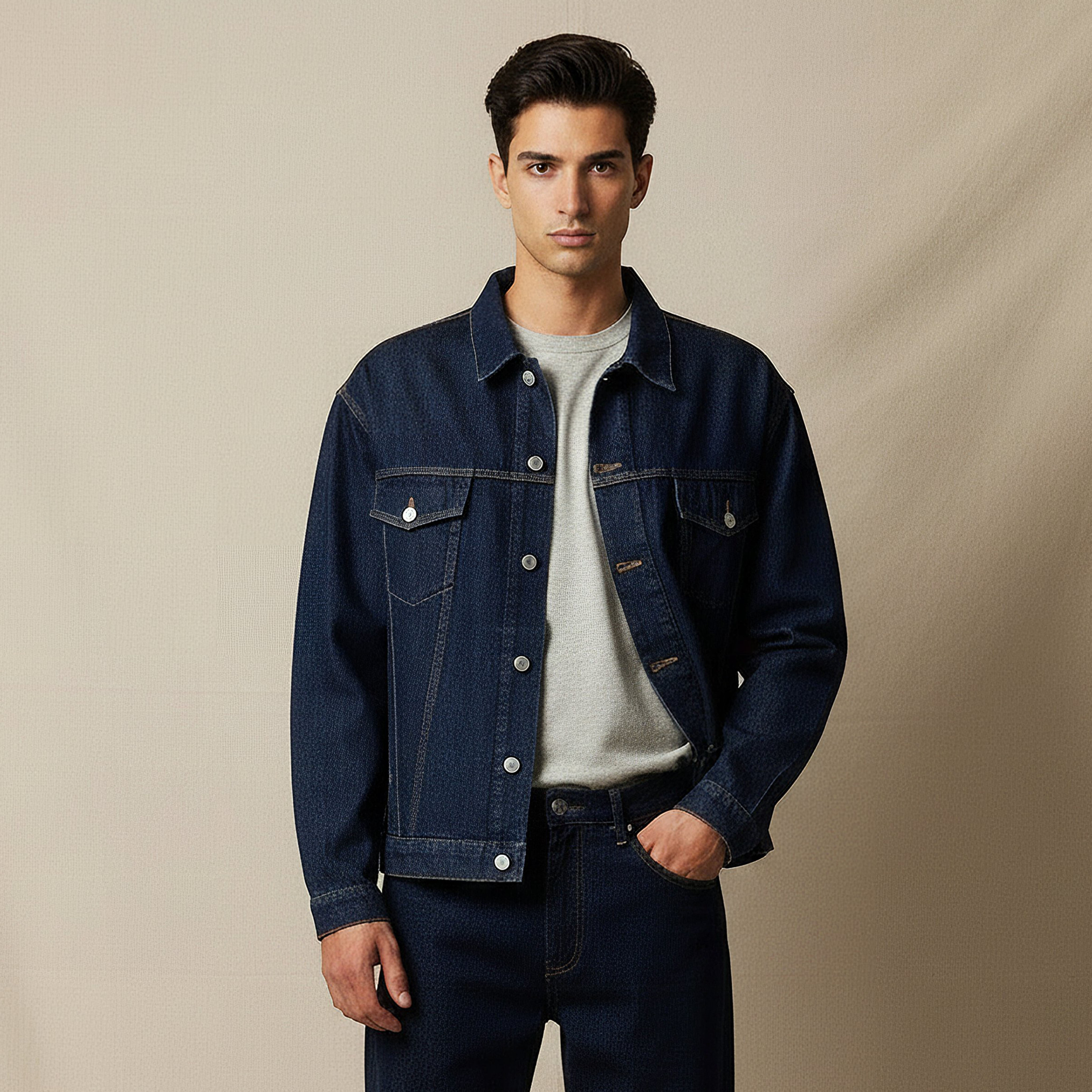 Lee Cooper Men Regular Fit Denim Trucker Jacket-men-clothing-jacketsandblazers-jackets-image-1