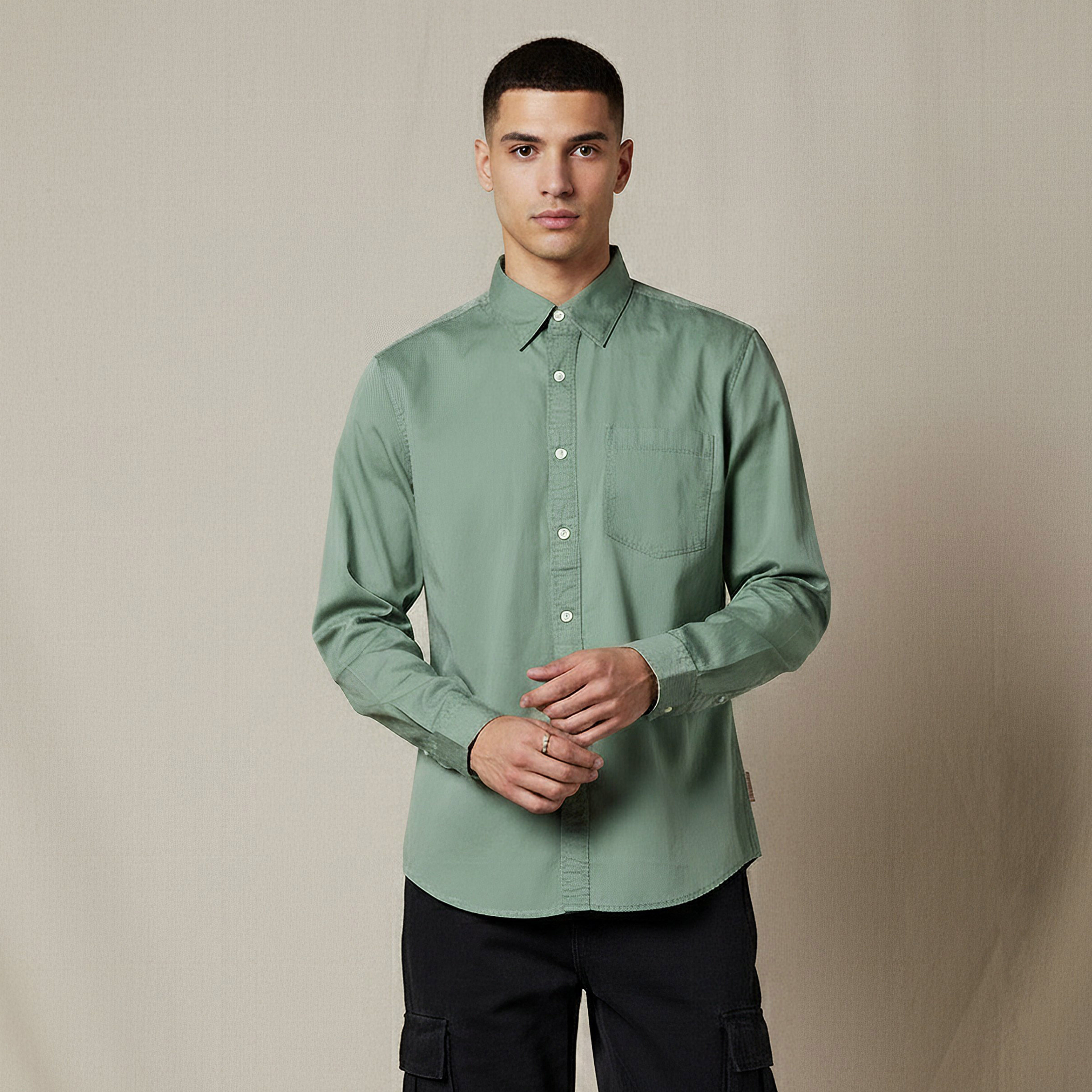 قميص رجالي بأكمام طويلة وقصة عادية من لي كوبر-men-clothing-shirts-image-1