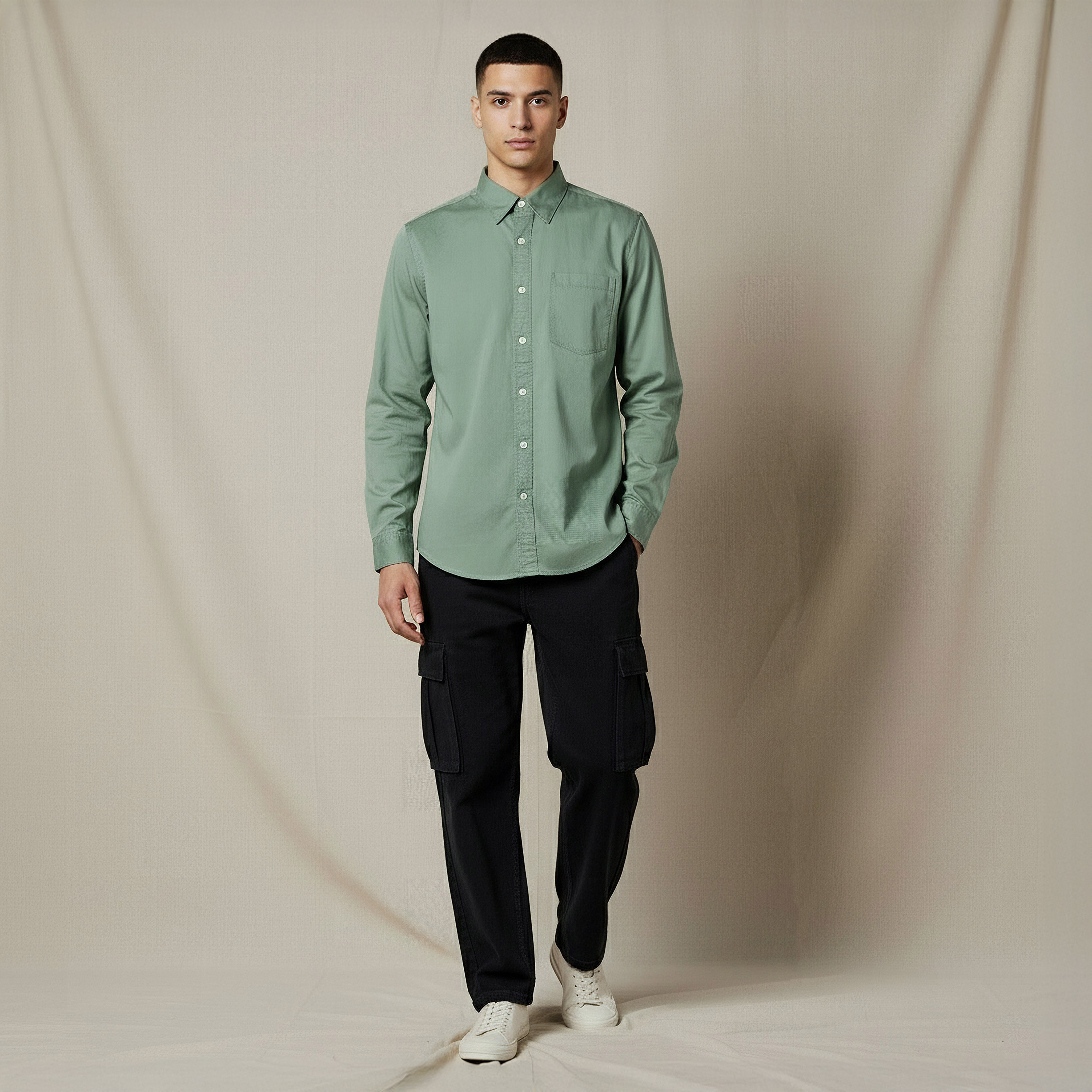 قميص رجالي بأكمام طويلة وقصة عادية من لي كوبر-men-clothing-shirts-image-2