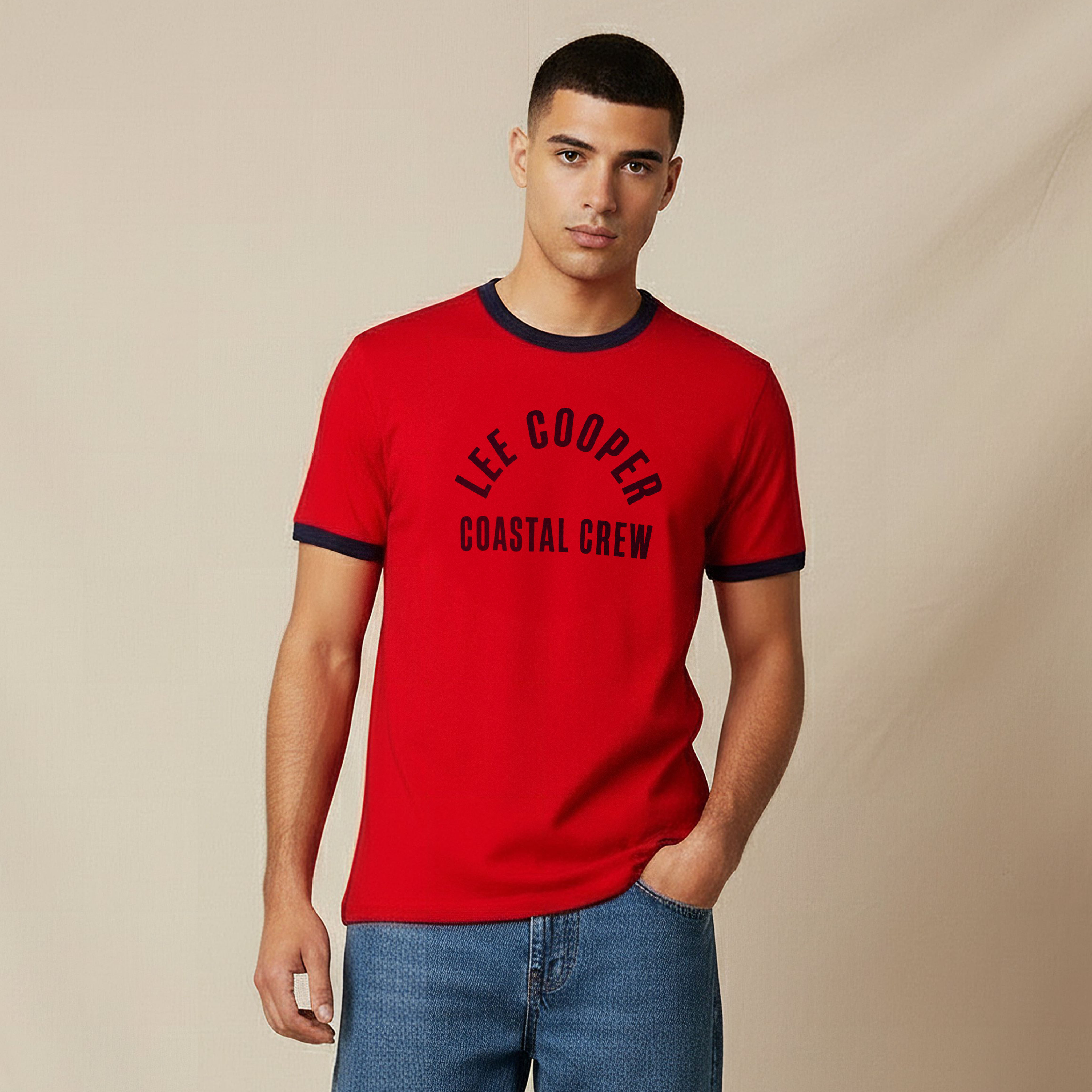 Lee Cooper Men Regular Fit Crew Neck Short Sleeve Logo Print T-shirt-men-clothing-tshirtsandpolos-tshirts-image-1