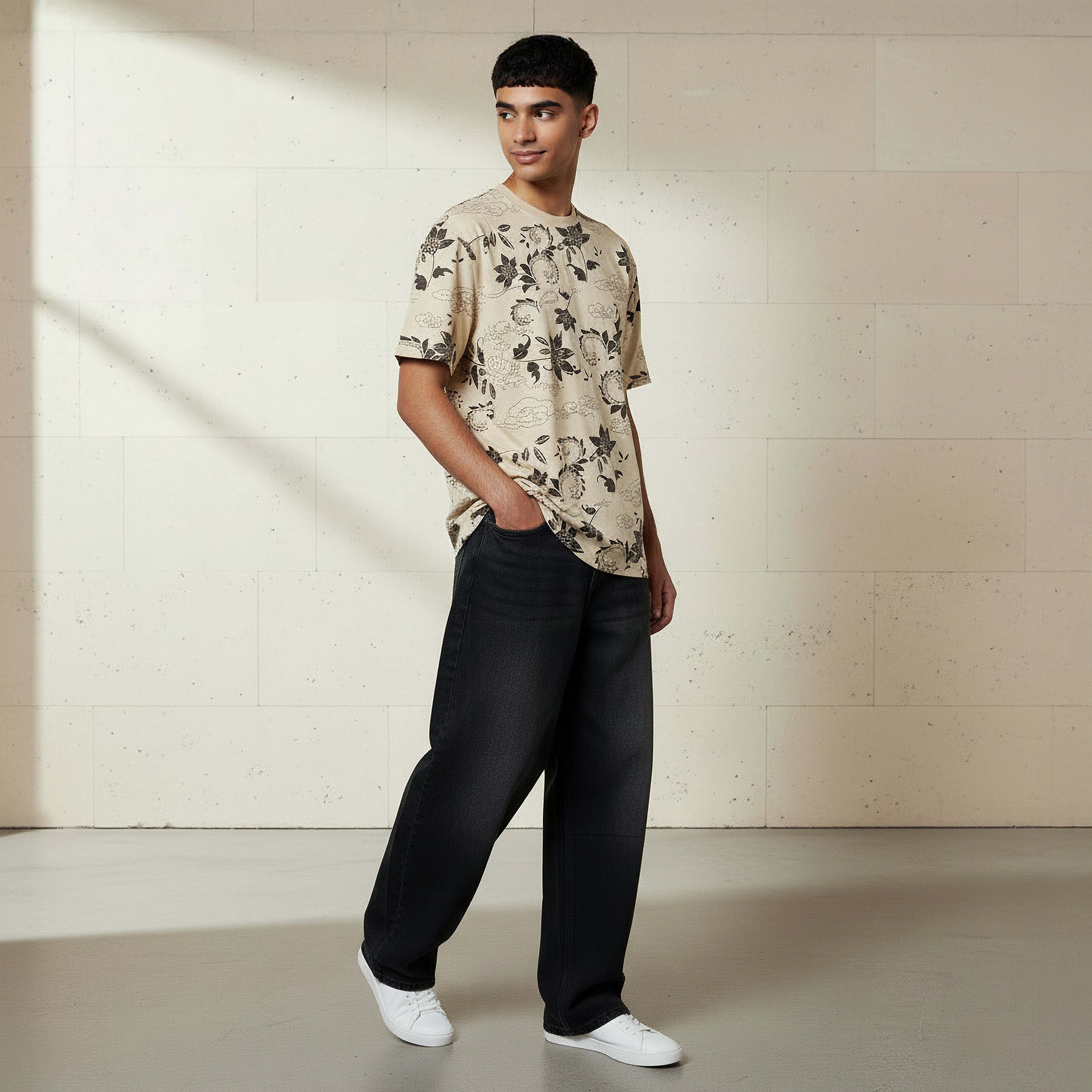 Lee Cooper Men Regular Fit Short Sleeves Floral Print T-shirt-men-clothing-tshirtsandpolos-tshirts-image-2
