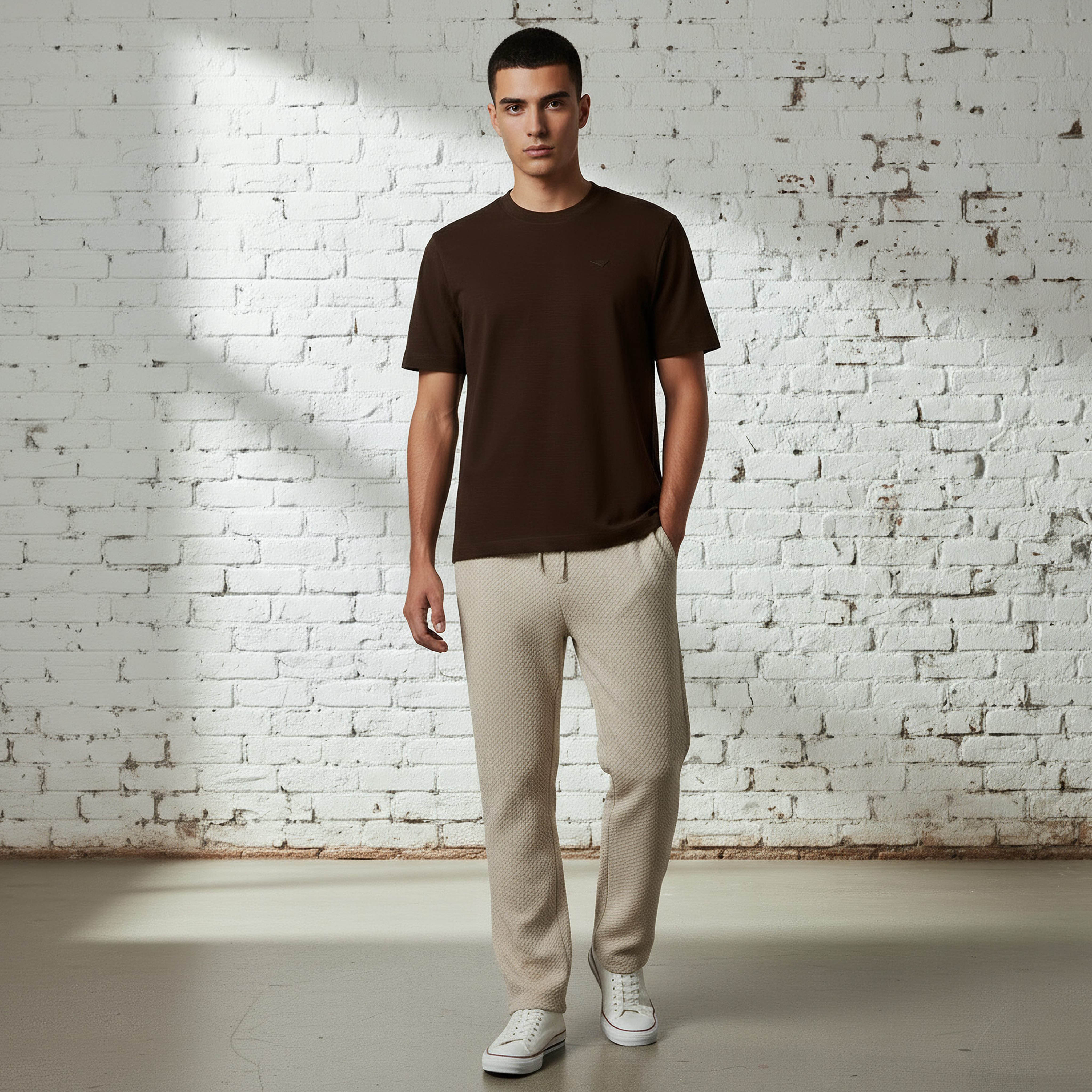 تيشيرت مزين بقصة عادية وياقة ضيقة وأكمام قصيرة للرجال من لي كوبر-men-clothing-tshirtsandpolos-tshirts-image-2