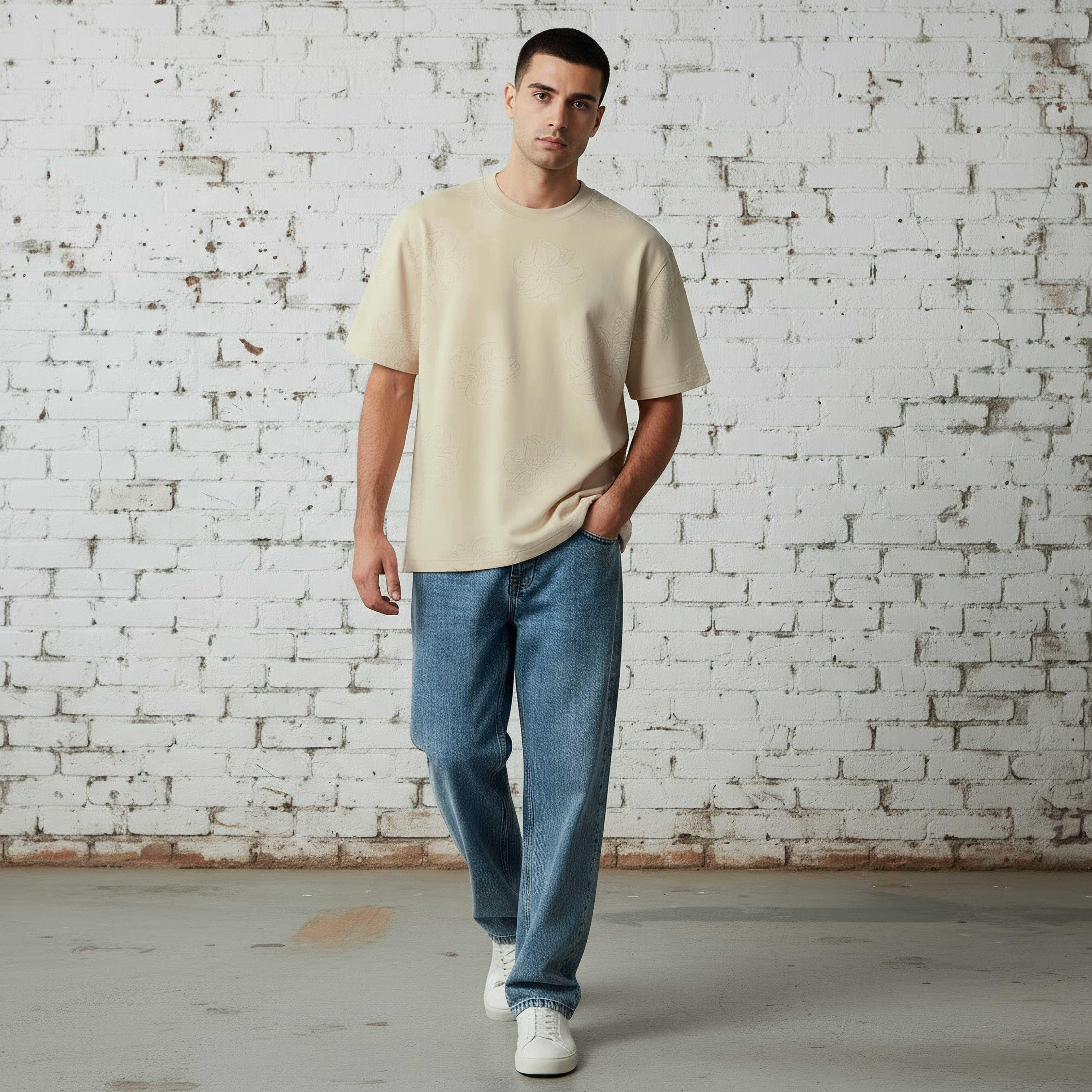Lee Cooper Men Regular Fit Crew Neck Short Sleeves Textured T-shirt-men-clothing-tshirtsandpolos-tshirts-image-2