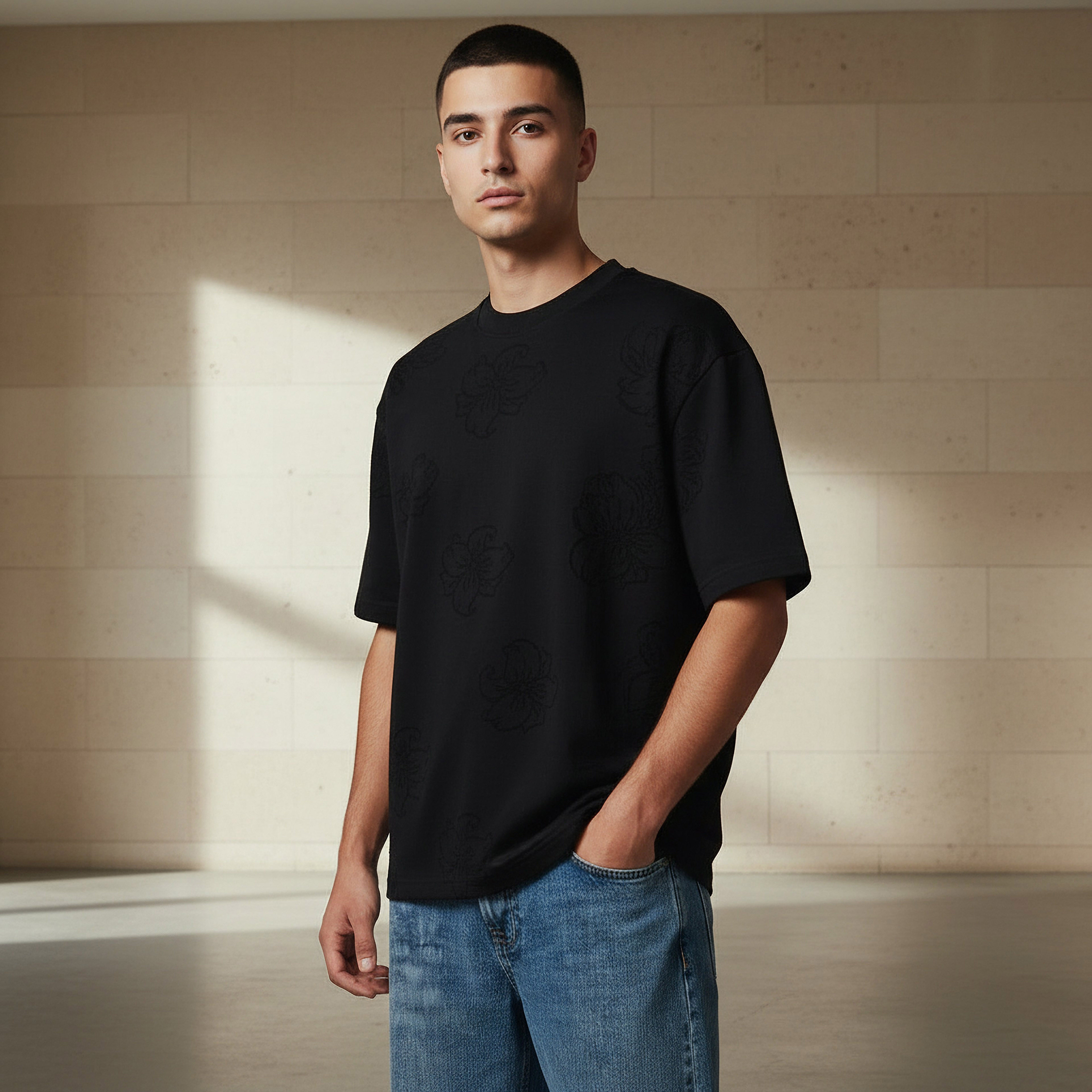 Lee Cooper Men Regular Fit Crew Neck Short Sleeves Textured T-shirt-men-clothing-tshirtsandpolos-tshirts-image-1