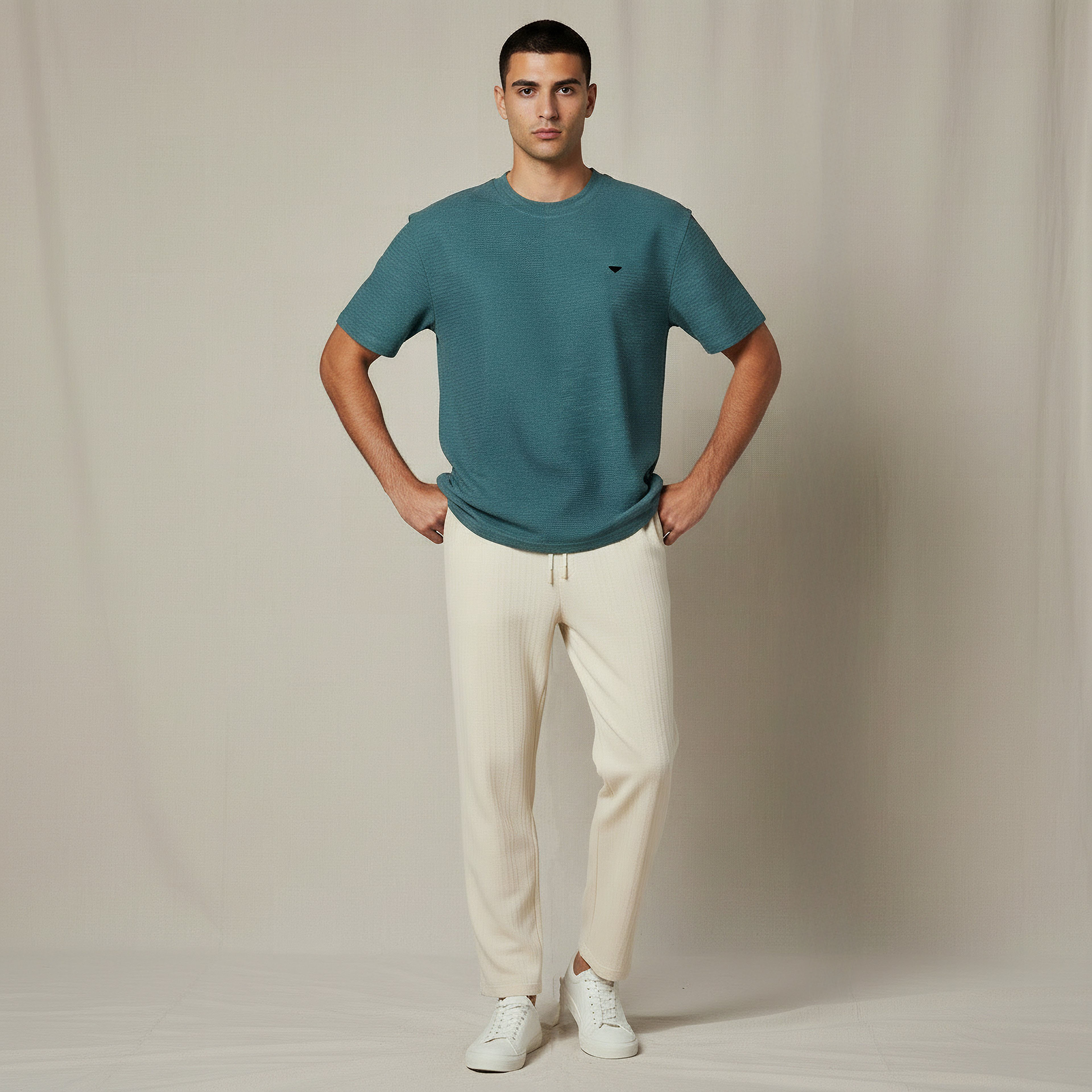 Lee Cooper Men Regular Fit Crew Neck Short Sleeves Textured T-shirt-men-clothing-tshirtsandpolos-tshirts-image-2