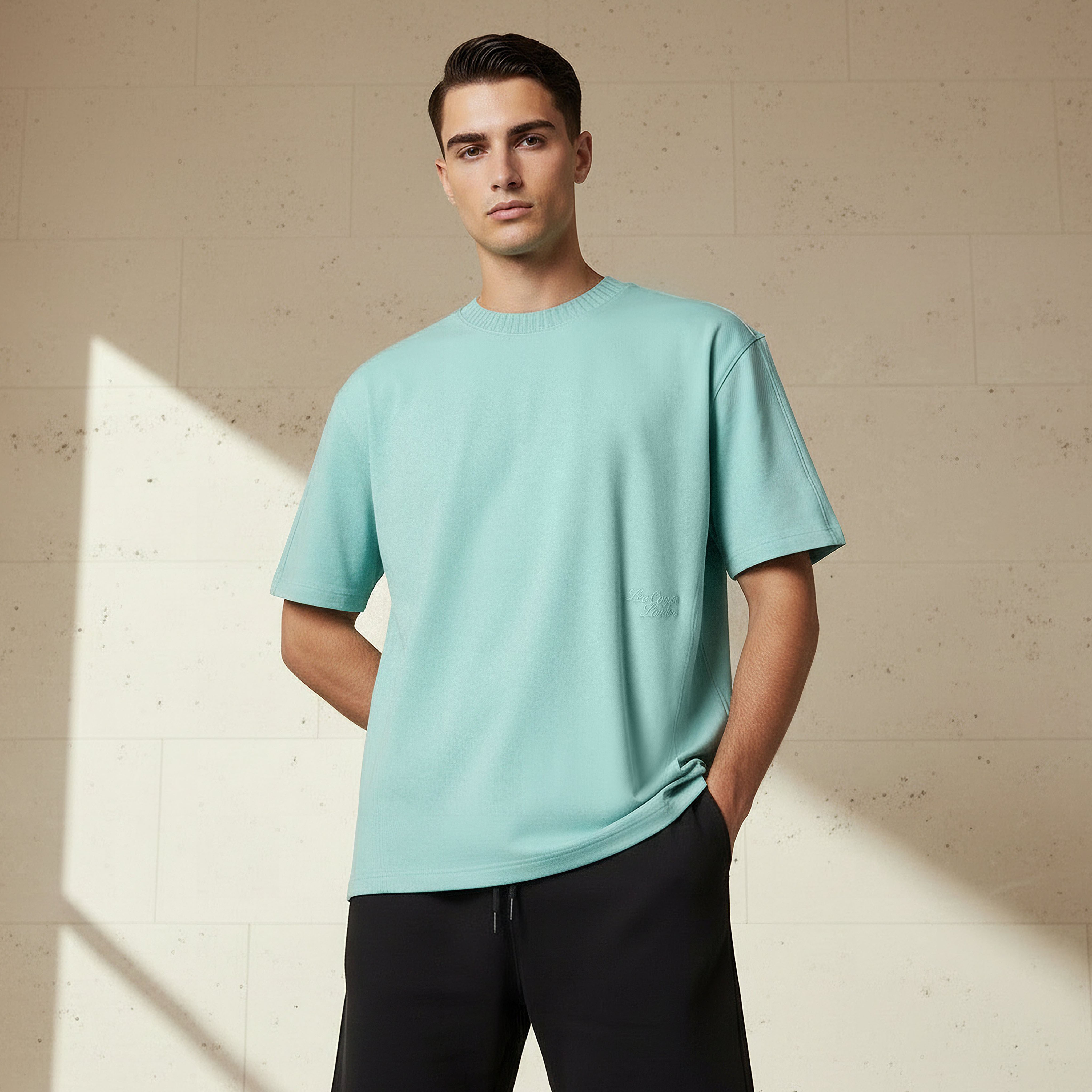 Lee Cooper Men Regular Fit Crew Neck Short Sleeve Embroidered T-shirt-men-clothing-tshirtsandpolos-tshirts-image-1