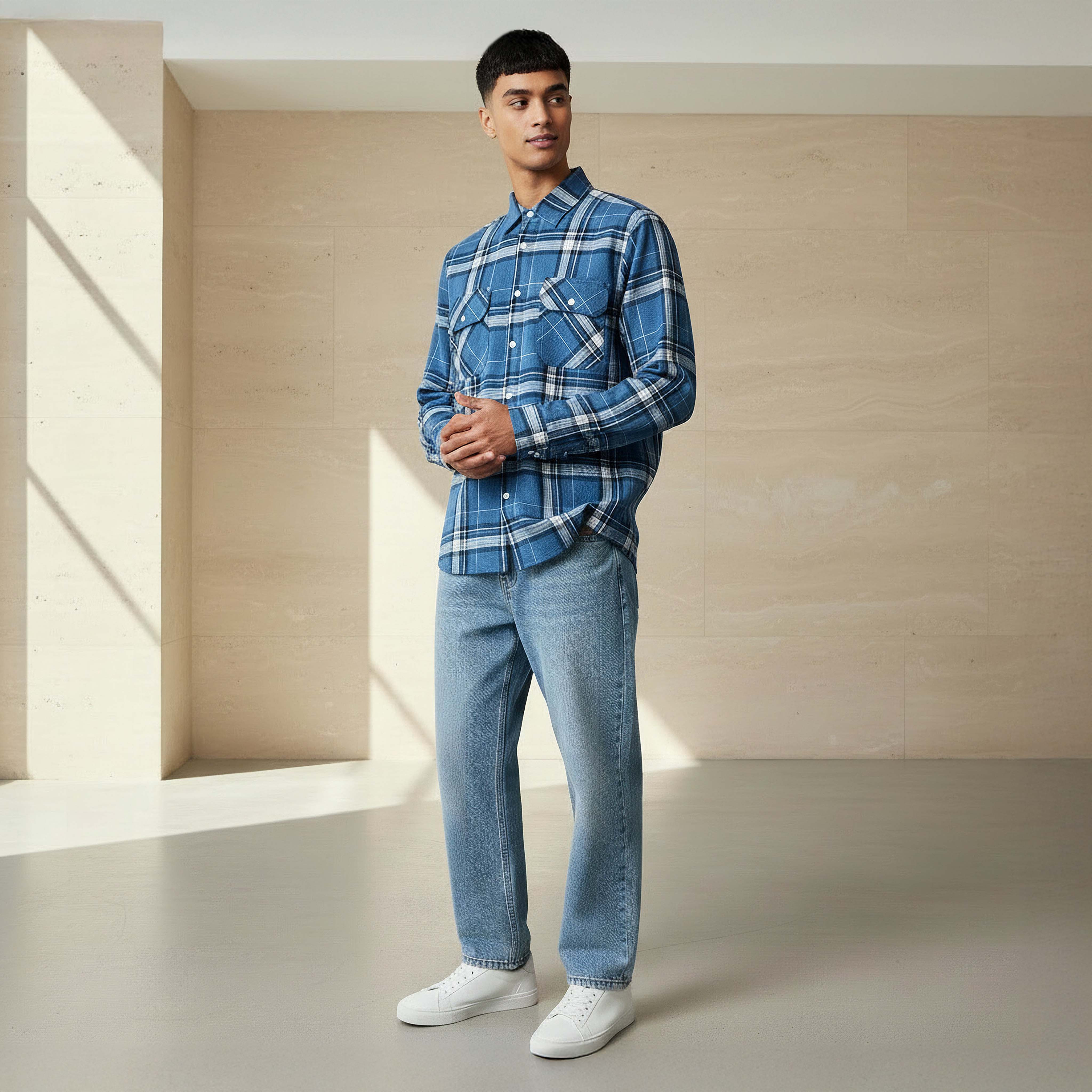 Lee Cooper Men Regular Fit Collared Checked Long Sleeves Shirt-men-clothing-shirts-image-2