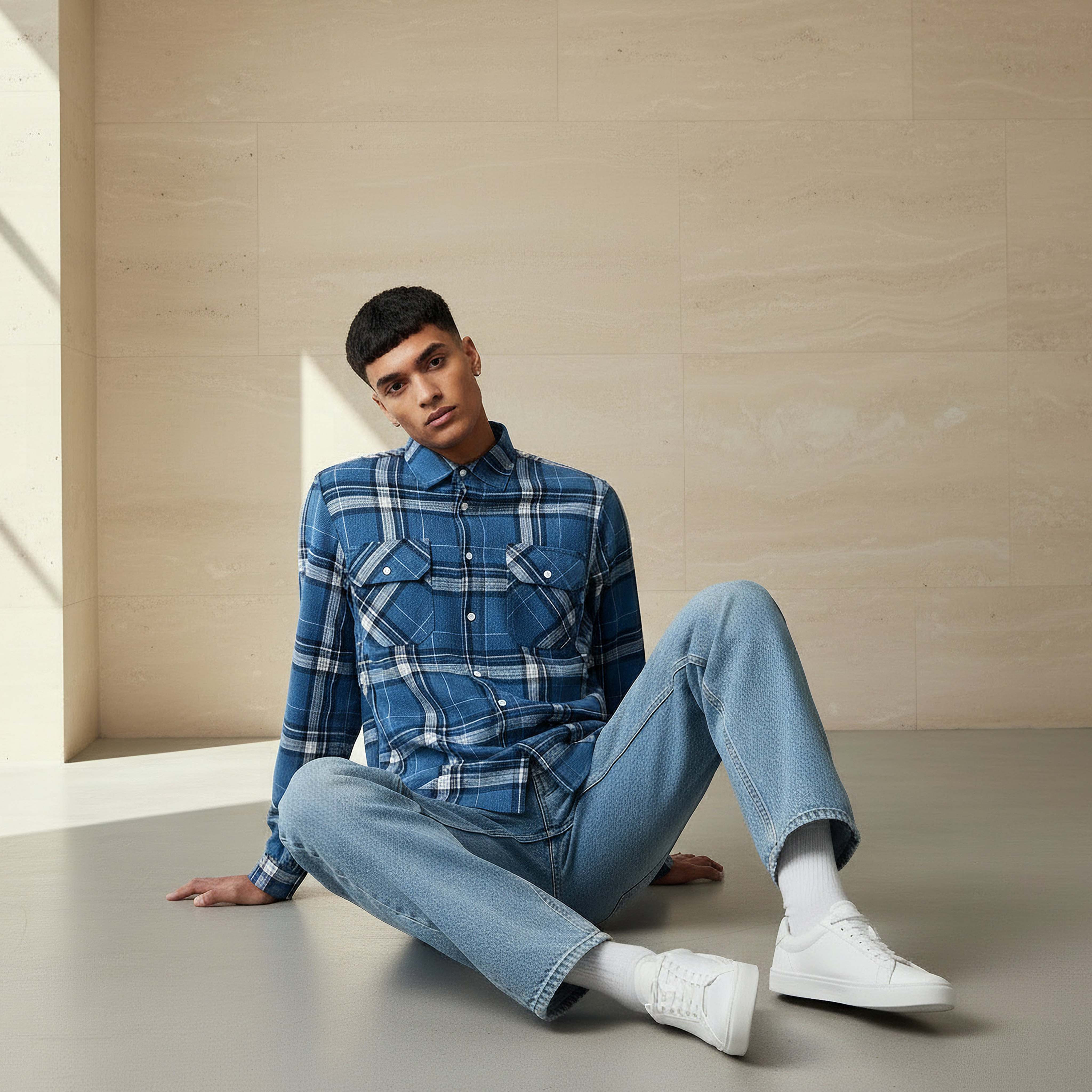 Lee Cooper Men Regular Fit Collared Checked Long Sleeves Shirt-men-clothing-shirts-image-5