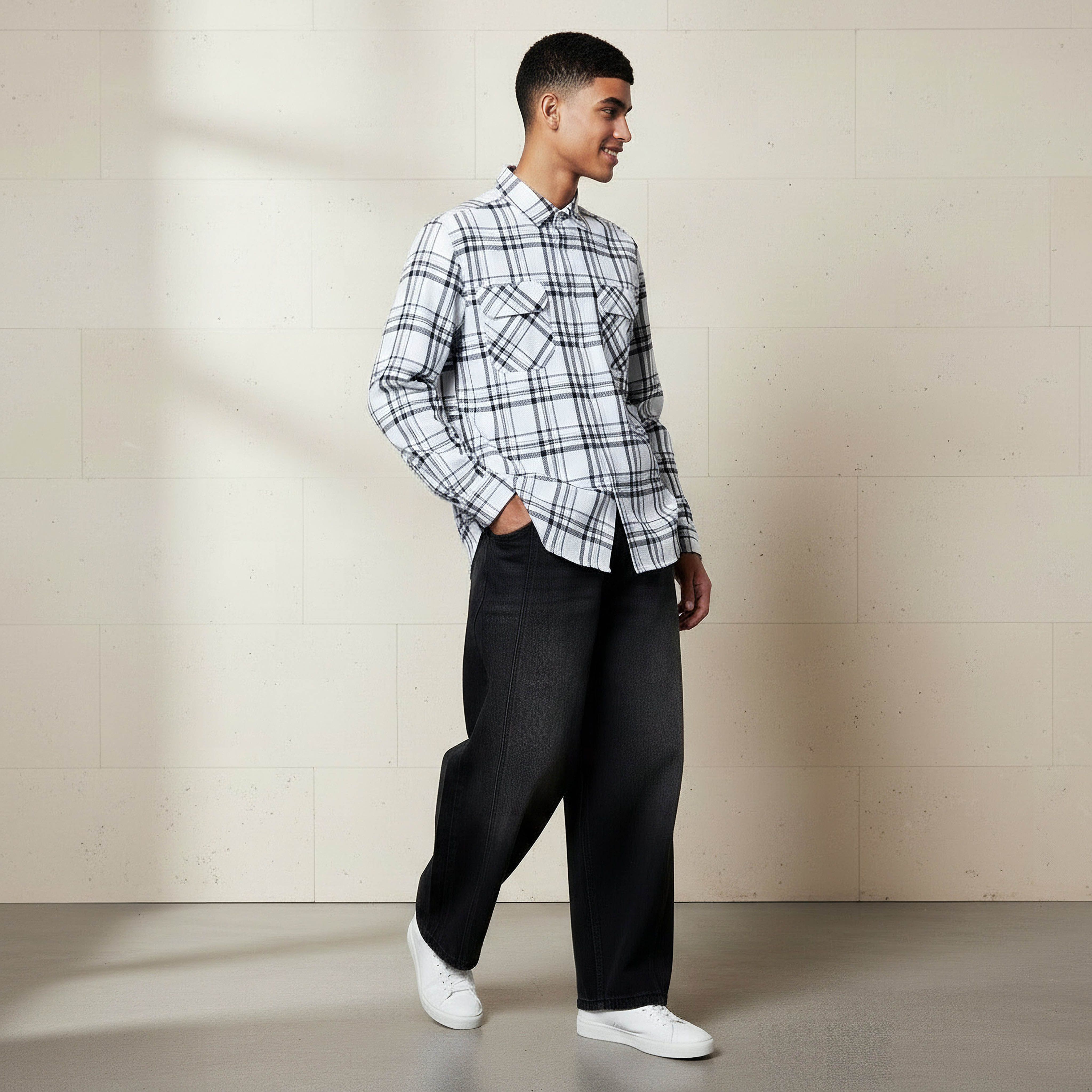 Lee Cooper Men Regular Fit Collared Checked Long Sleeves Shirt-men-clothing-shirts-image-2