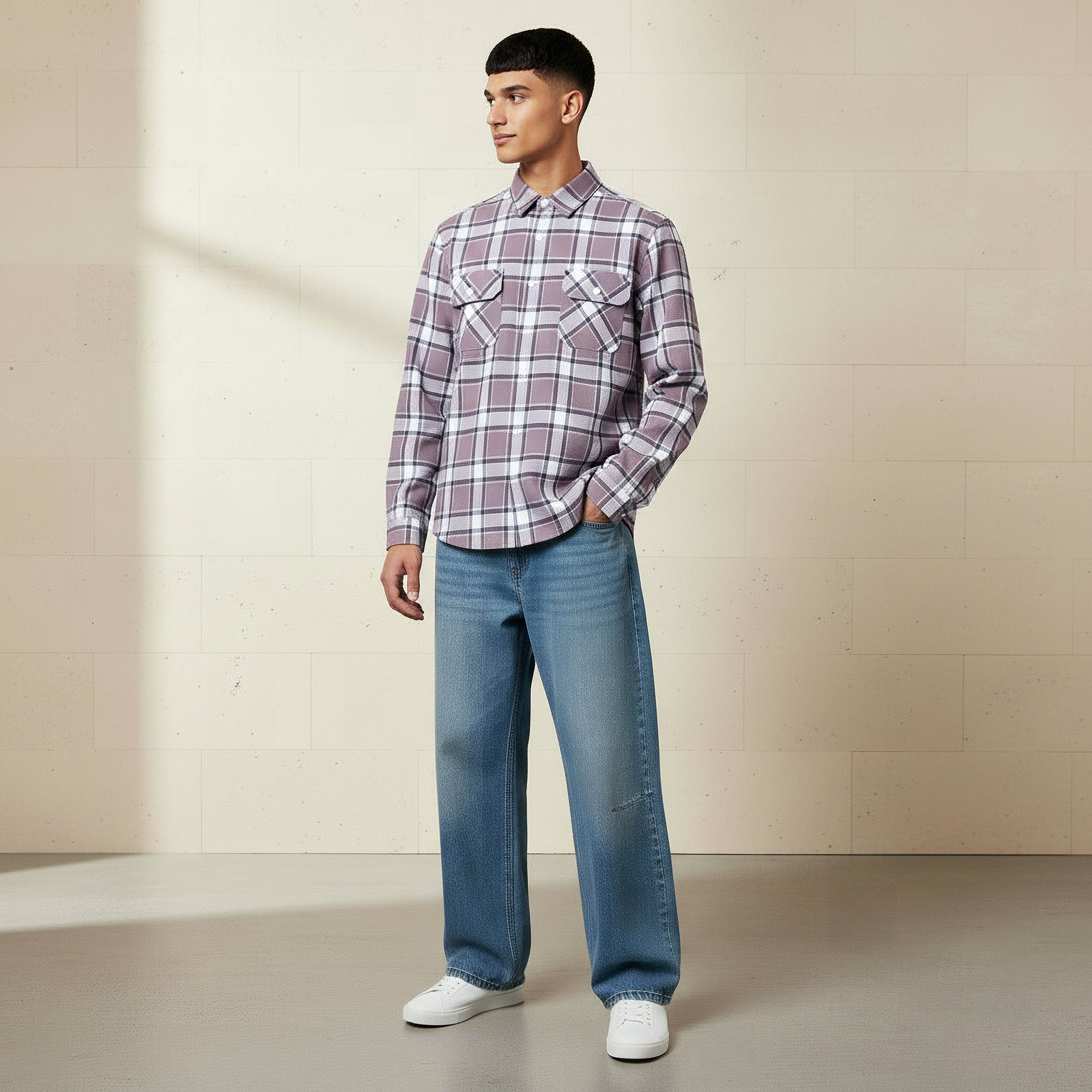 Lee Cooper Men Regular Fit Collared Checked Long Sleeves Shirt-men-clothing-shirts-image-2